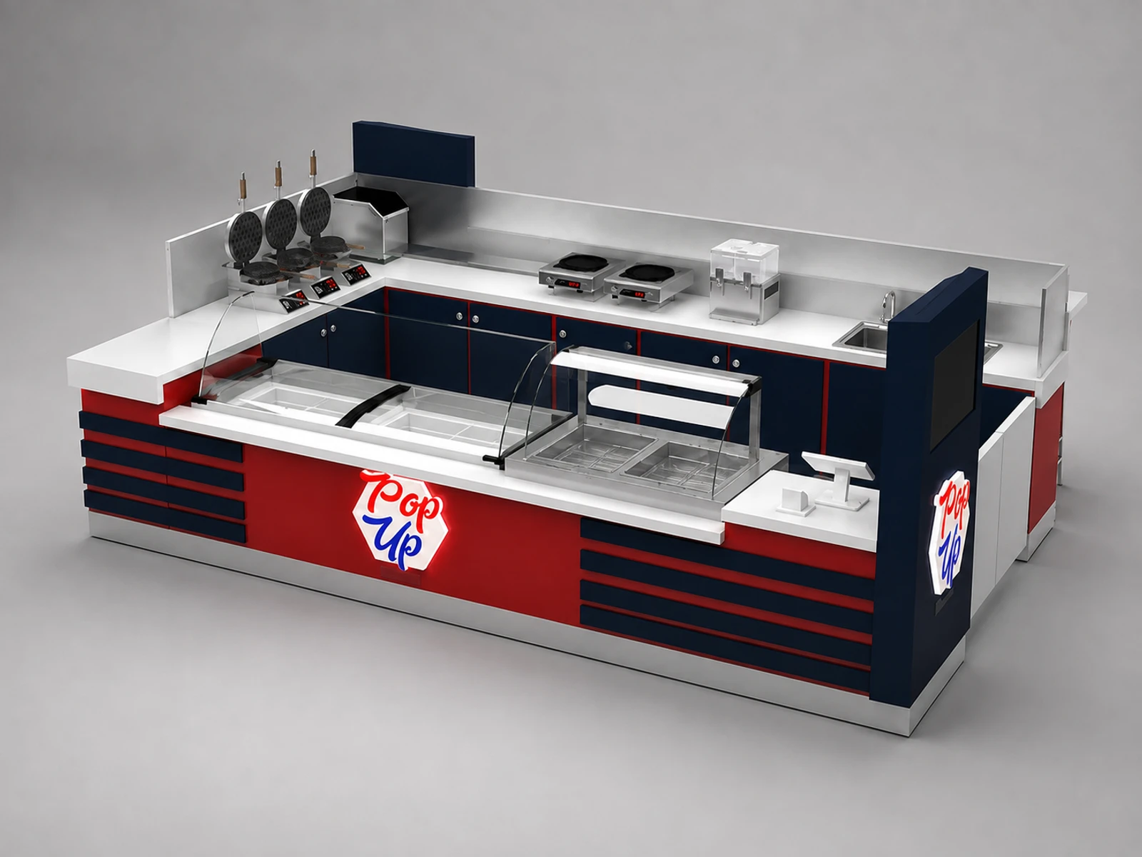 Ice cream display cabinet | hot sale for gelato kiosk — elevated layout view