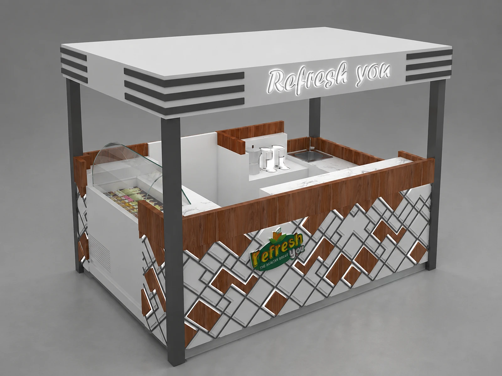 Ice Cream Kiosk Food Booth Frozen Yogurt Kiosk for Sale — overall kiosk design