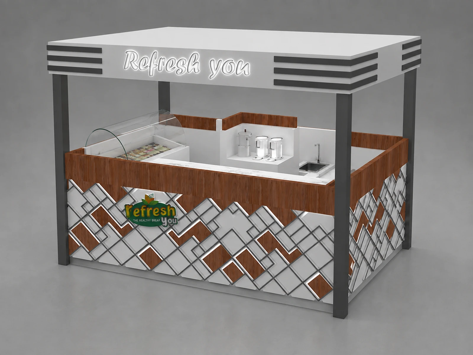 Ice Cream Kiosk Food Booth Frozen Yogurt Kiosk for Sale — alternate counter perspective
