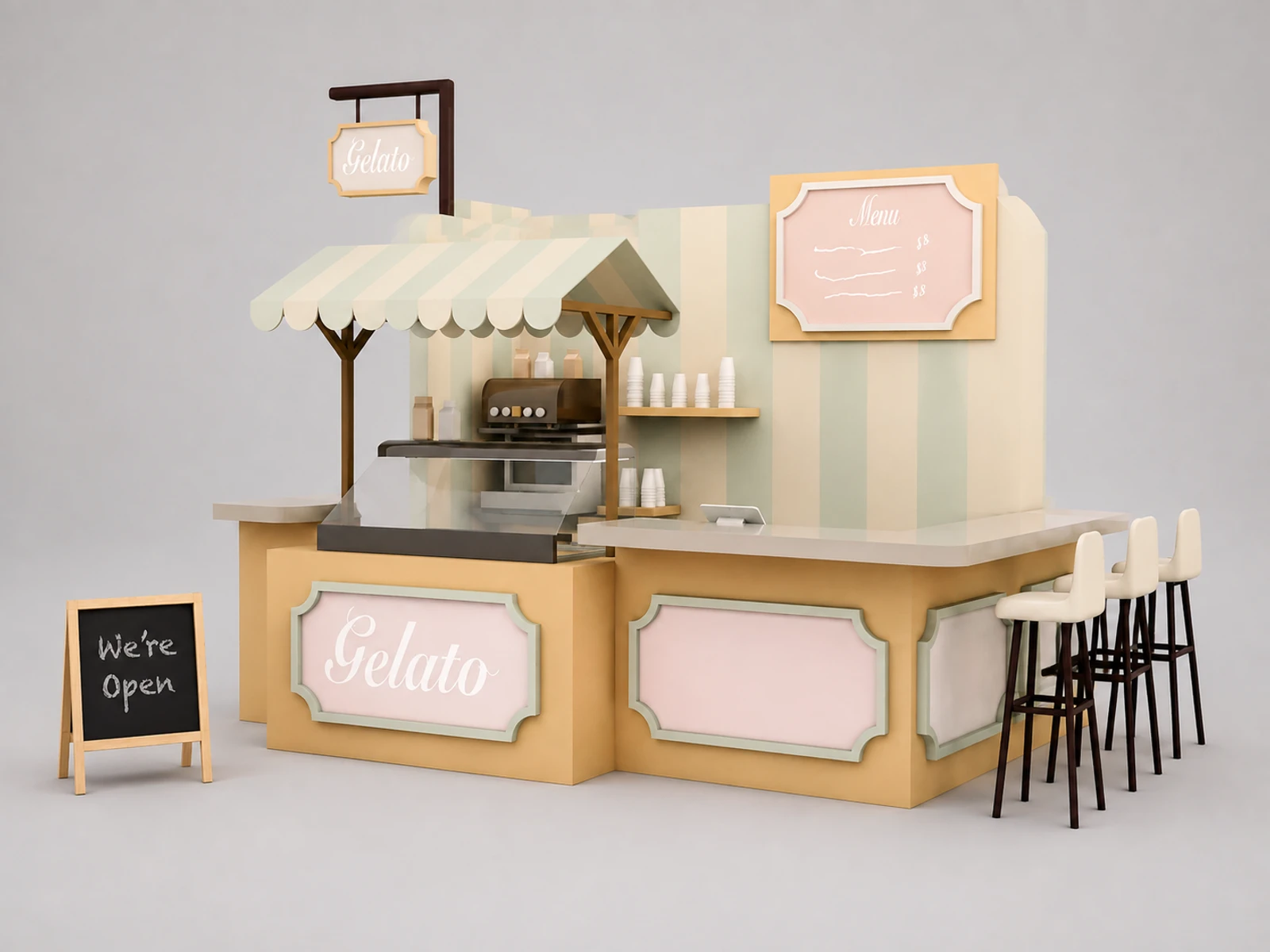 Ice Cream Kiosk Food Kiosk Food Shop Display Counter in Store for Sale — alternate counter perspective