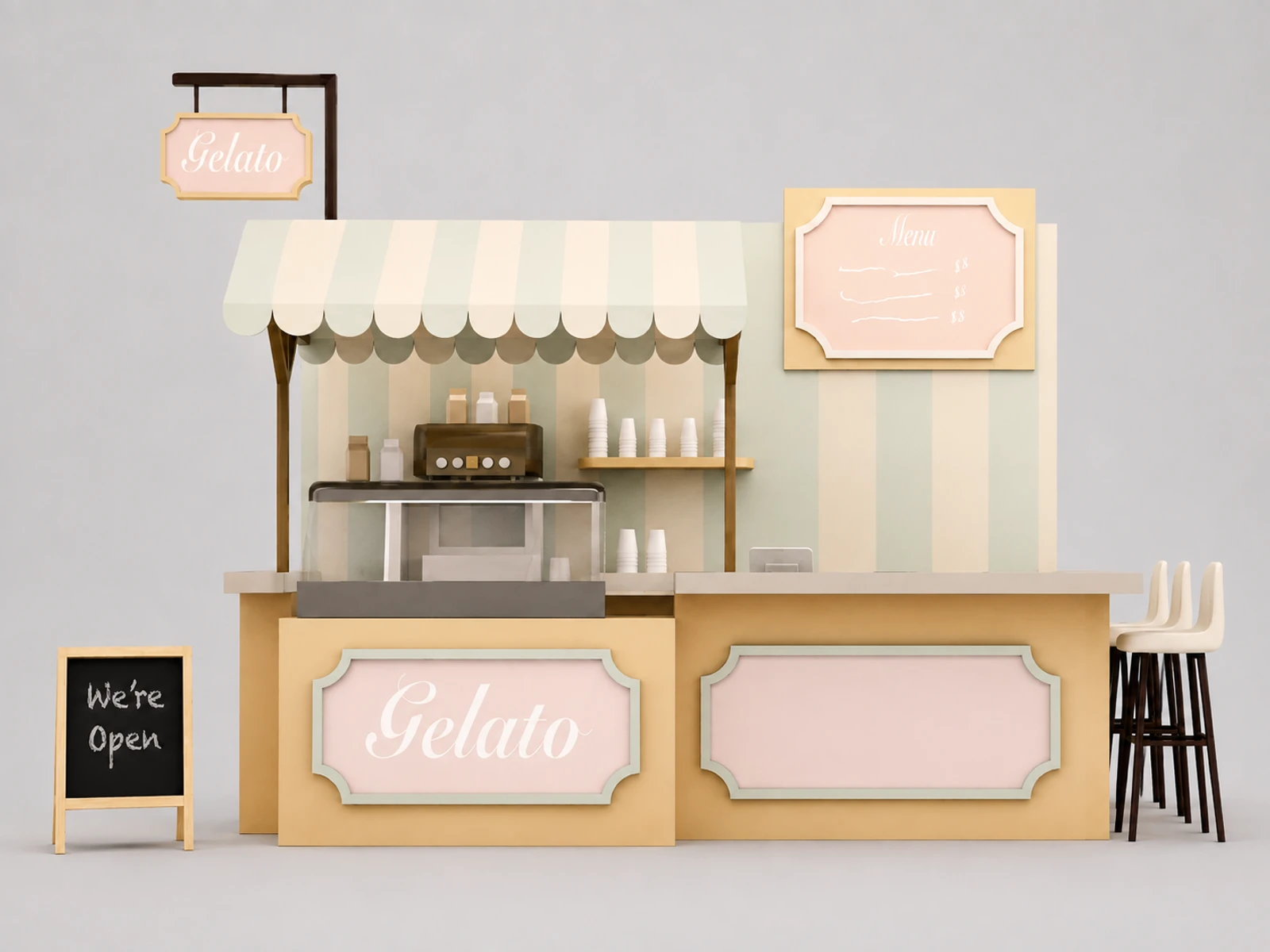 Ice Cream Kiosk Food Kiosk Food Shop Display Counter in Store for Sale — additional service-side perspective