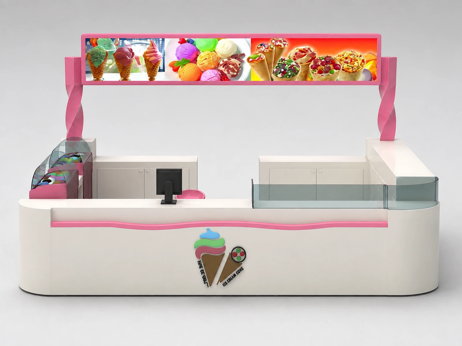 Ice Cream Shop In Mall |Unique Design Gelato Stands &Beverage Bar Counter for Sale — additional service-side perspective