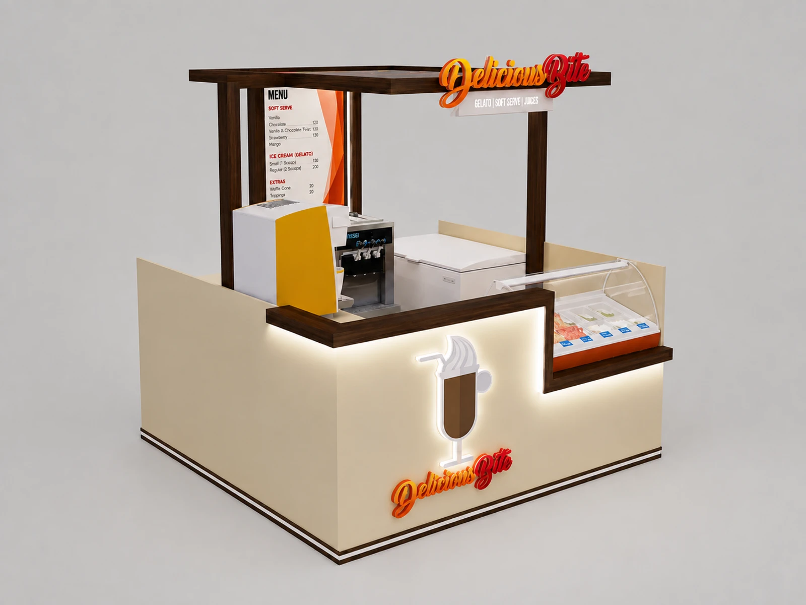 Ice Cream Kiosk Function Ice Cream Counter Design Store Display — overall kiosk design