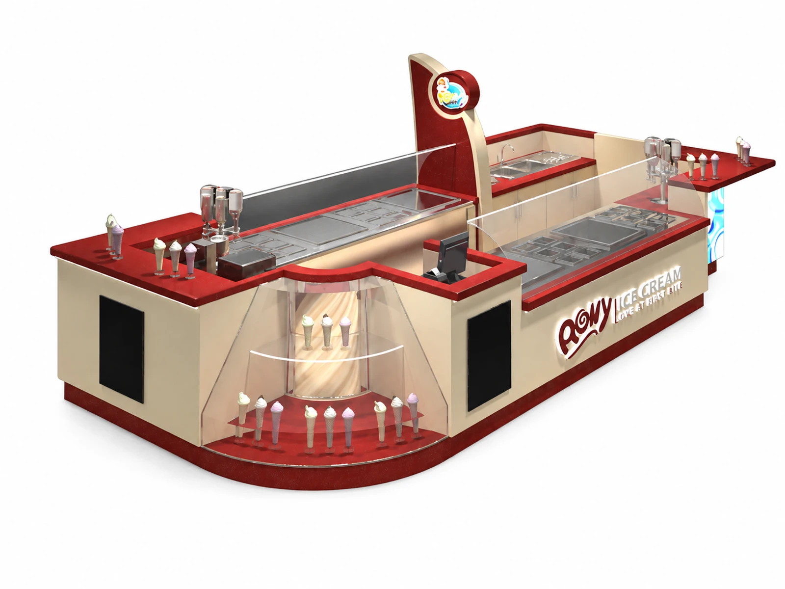 Ice Cream Kiosk Mall Retail Food Kiosk Design Ice Cream Counter — overall kiosk design