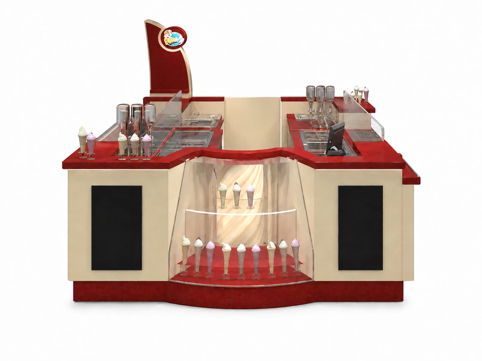 Ice Cream Kiosk Mall Retail Food Kiosk Design Ice Cream Counter — additional service-side perspective