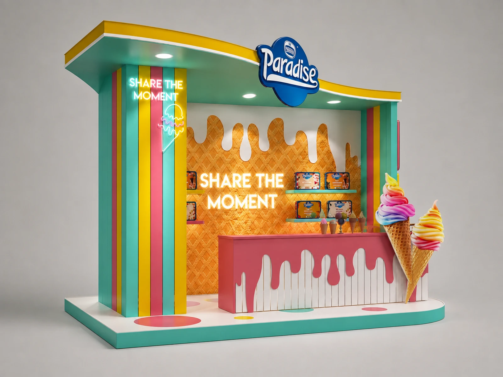 Ice cream Model Display Kiosk | Creative Ice Cream Counter — overall kiosk design