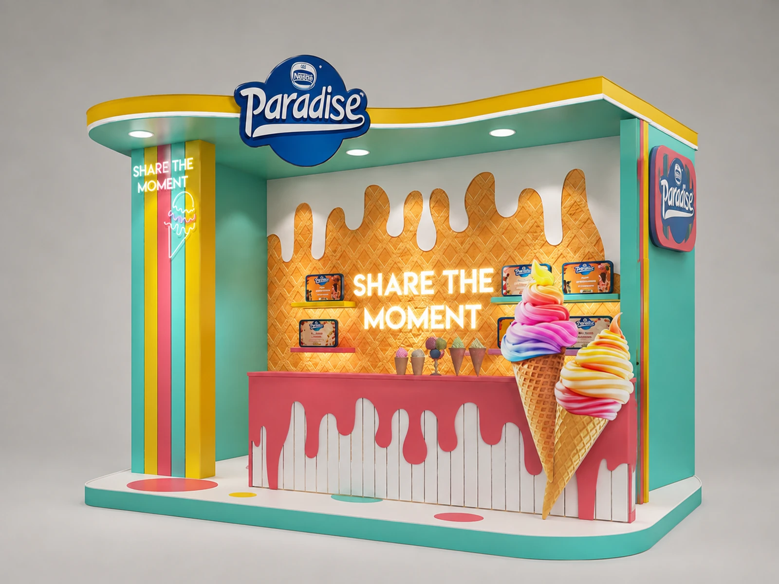 Ice cream Model Display Kiosk | Creative Ice Cream Counter — alternate counter perspective