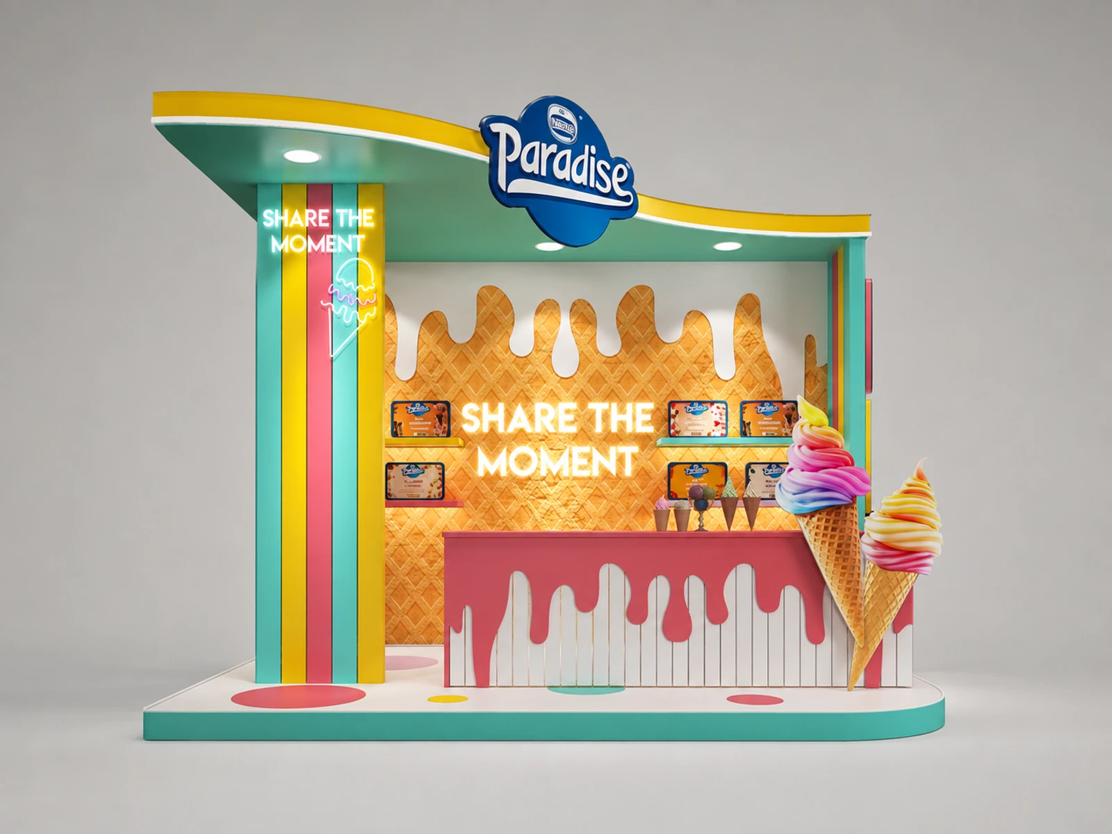Ice cream Model Display Kiosk | Creative Ice Cream Counter — additional service-side perspective