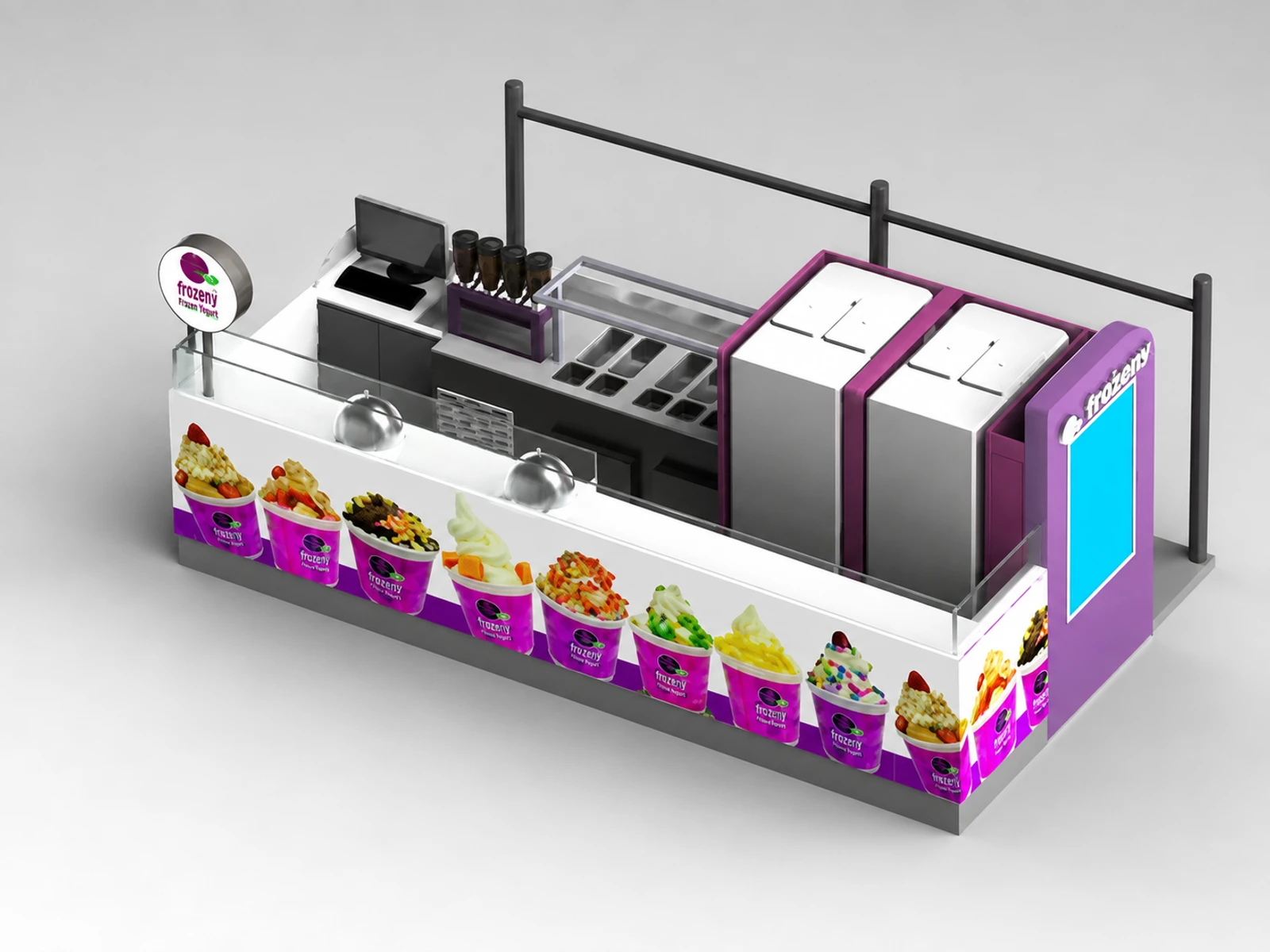 Ice Cream Retail Booth frozen Yogurt Indoor Kiosk — overall kiosk design