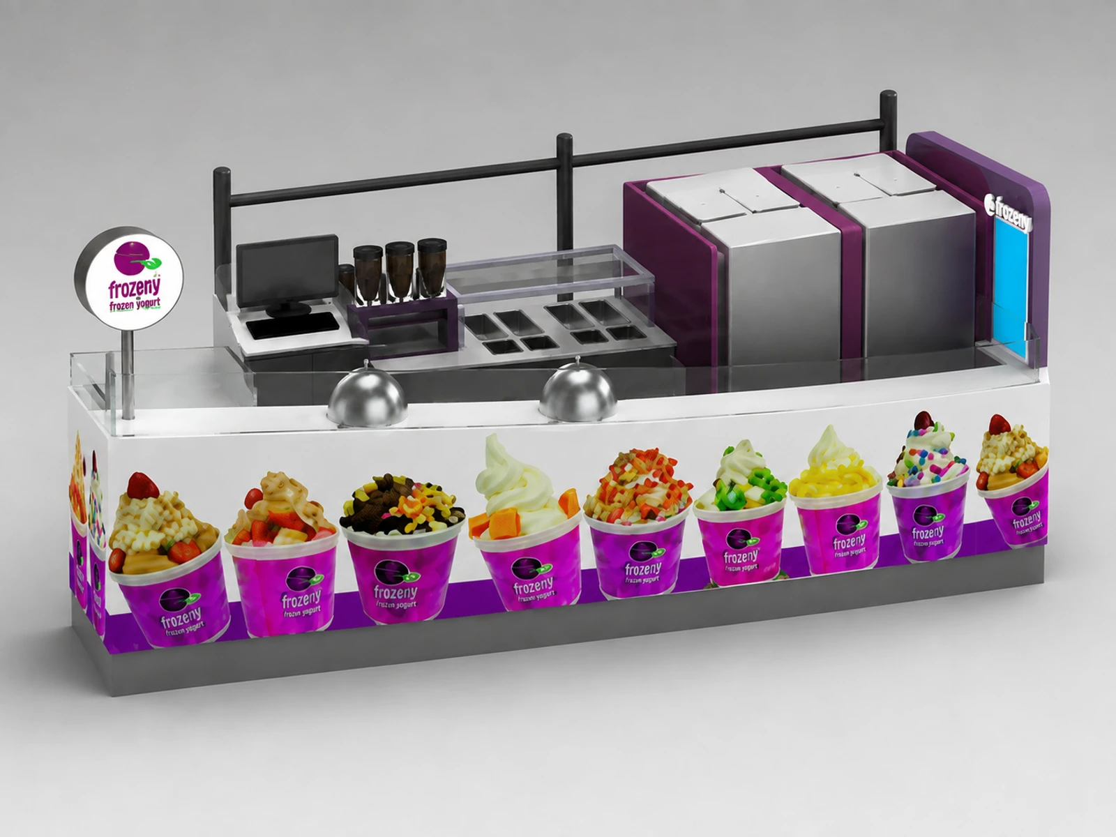 Ice Cream Retail Booth frozen Yogurt Indoor Kiosk — alternate counter perspective