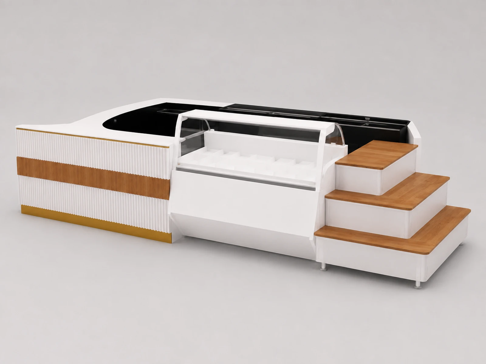 Ice Cream Roll Retail Kiosk Shop Display Cake Counter Furniture — alternate counter perspective
