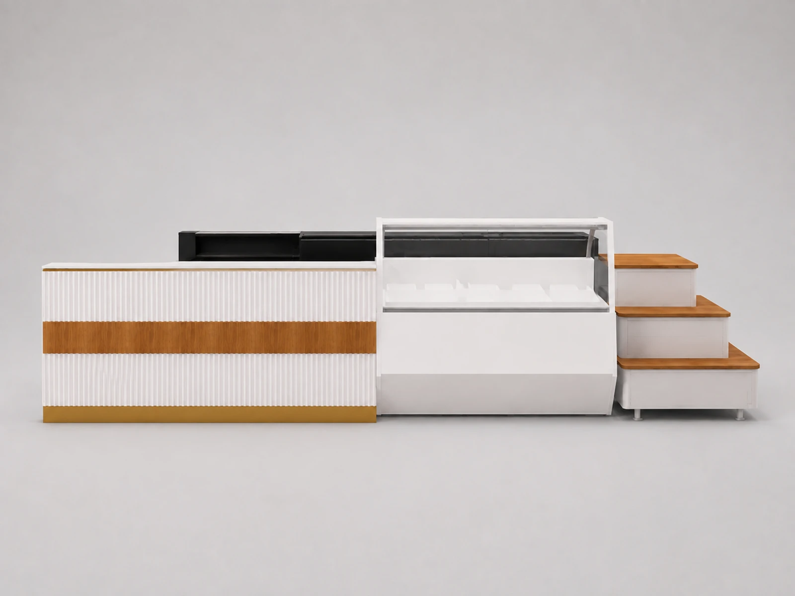 Ice Cream Roll Retail Kiosk Shop Display Cake Counter Furniture — additional service-side perspective