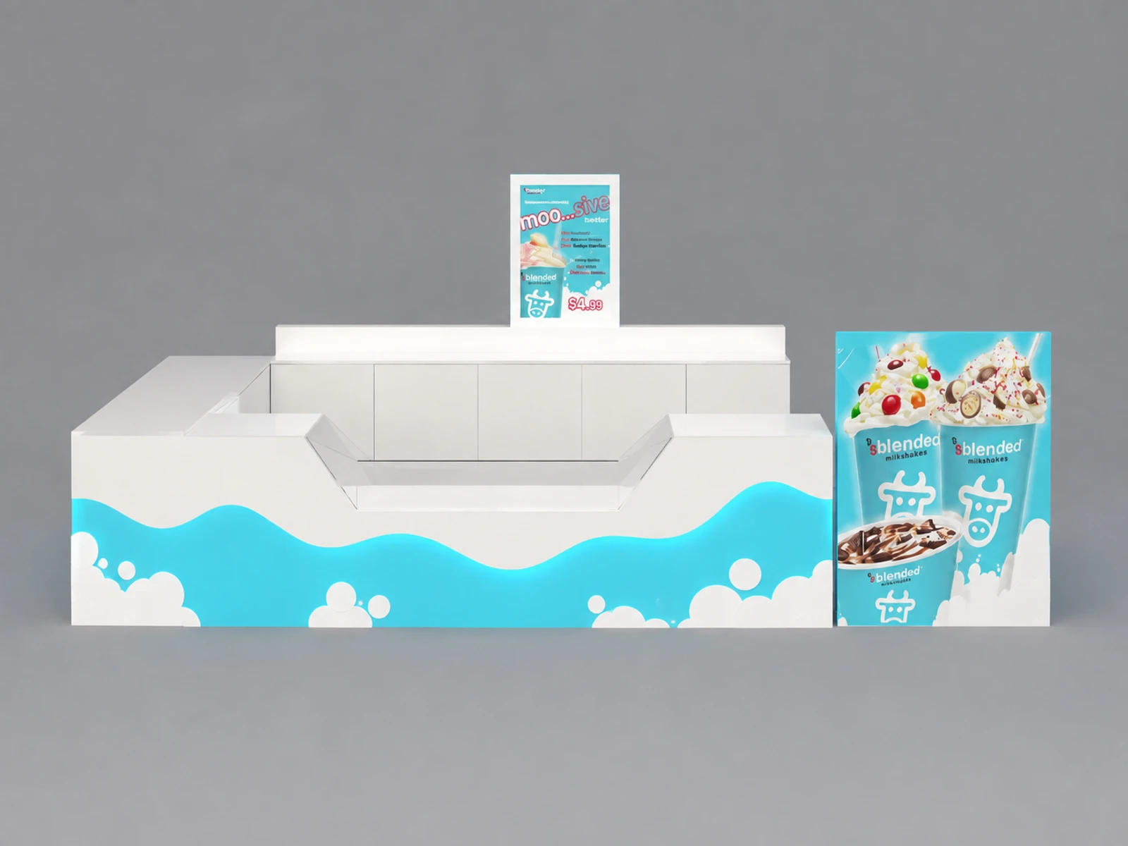 Light Blue Ice Cream Kiosk Design Latest Ice Cream Booth Design for Shopping Malls on Sale — additional service-side perspective