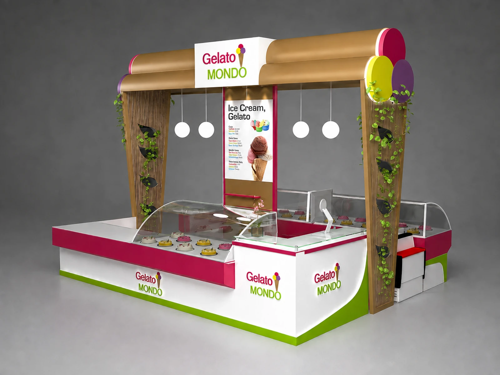 Mall Kiosk | Custom Gelato Ice‑Cream Kiosk for Shopping Center — overall kiosk design