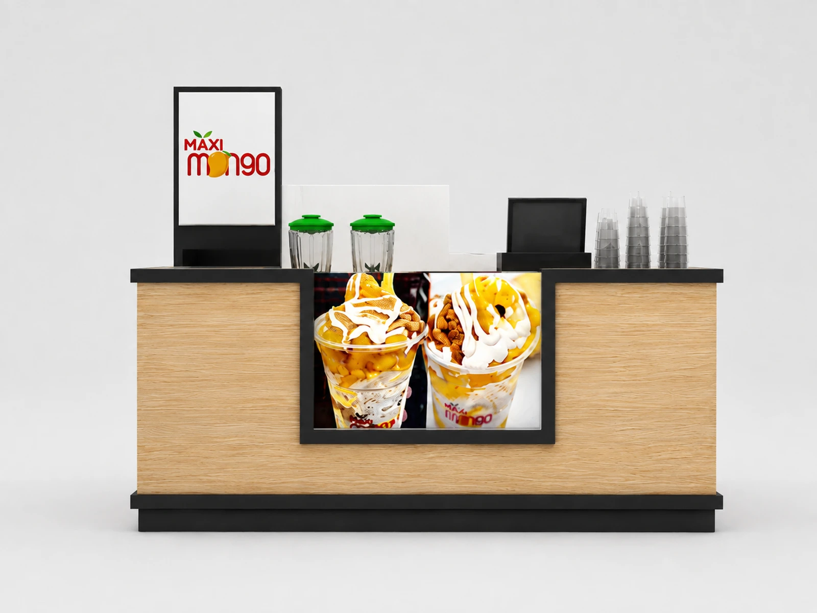 Mall Kiosk Ice Cream Kiosk Design Food Booth in Retail Store — additional service-side perspective
