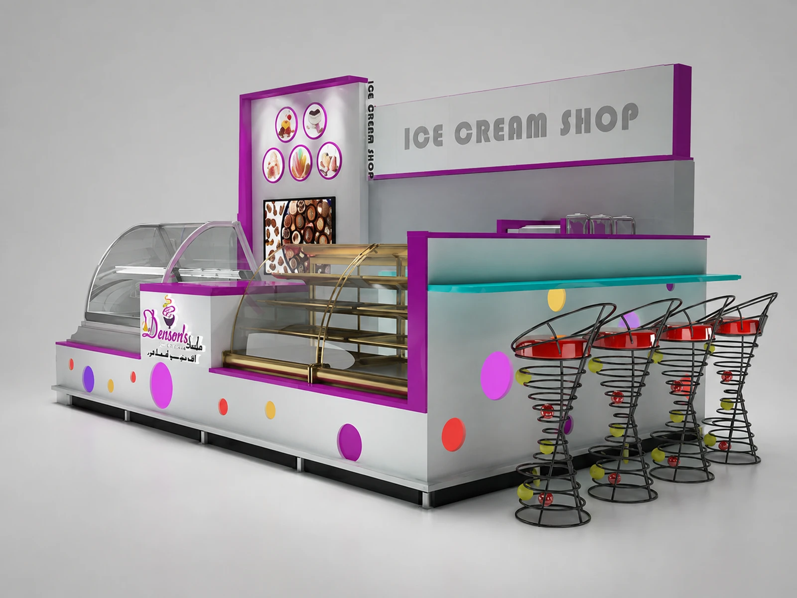 Mall Wall Corner Kiosk Lease Ice Cream Kiosk Shop Design Colorful Display Ideas — overall kiosk design
