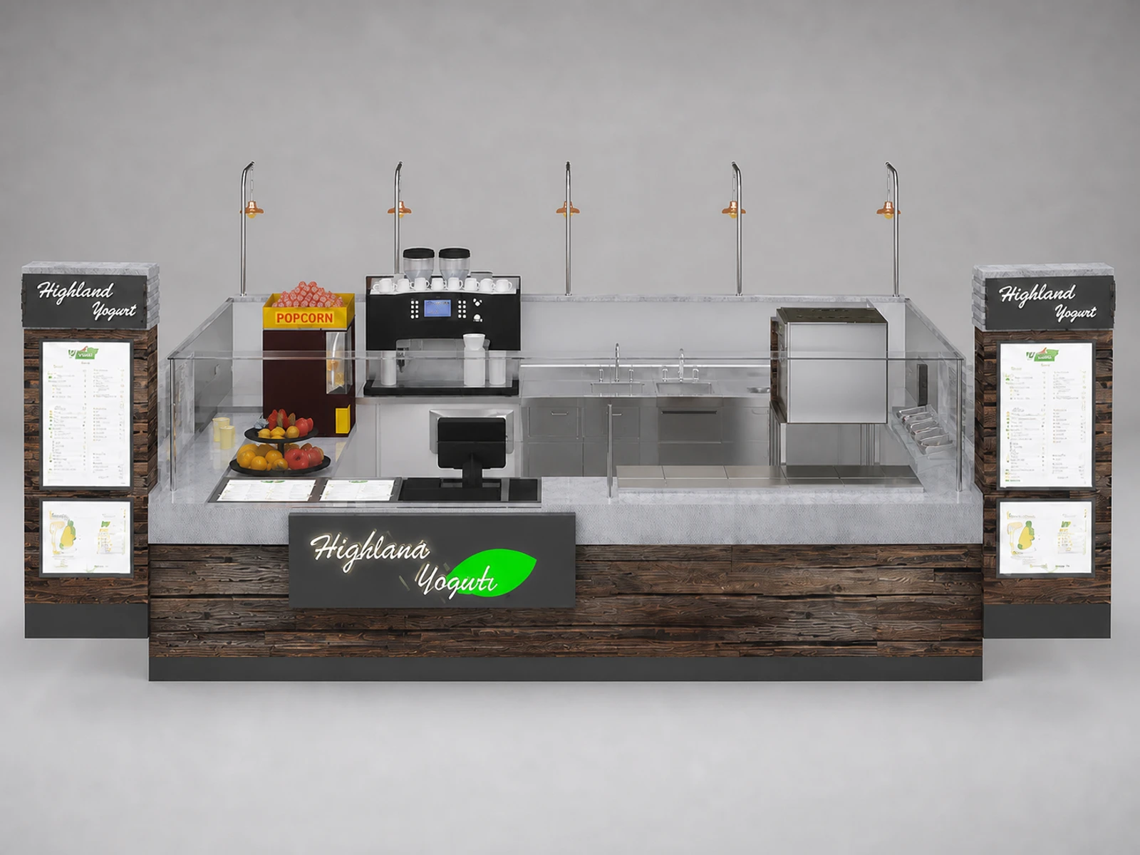 Modern Bubble Tea Kiosk Mall Juice Bar Ice Cream Bar For Sale — additional service-side perspective
