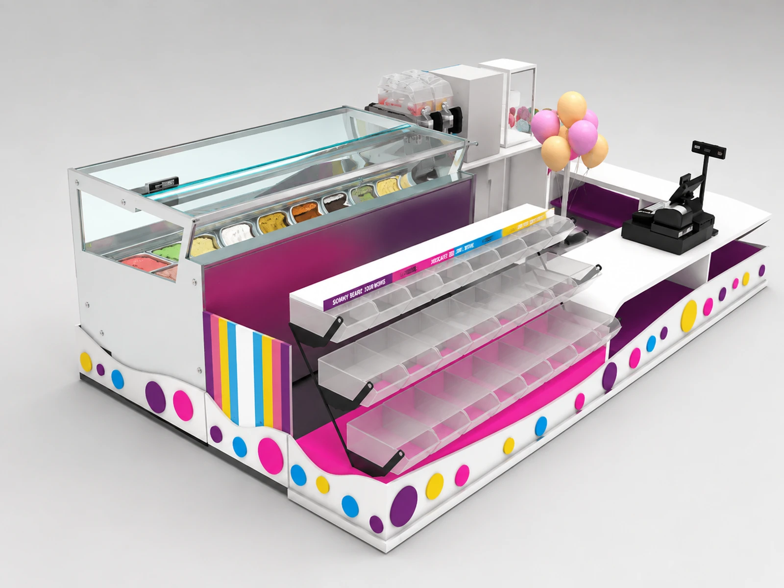 Most Popular Ice Cream & Candies Display Kiosk Use In Shopping Mall — overall kiosk design