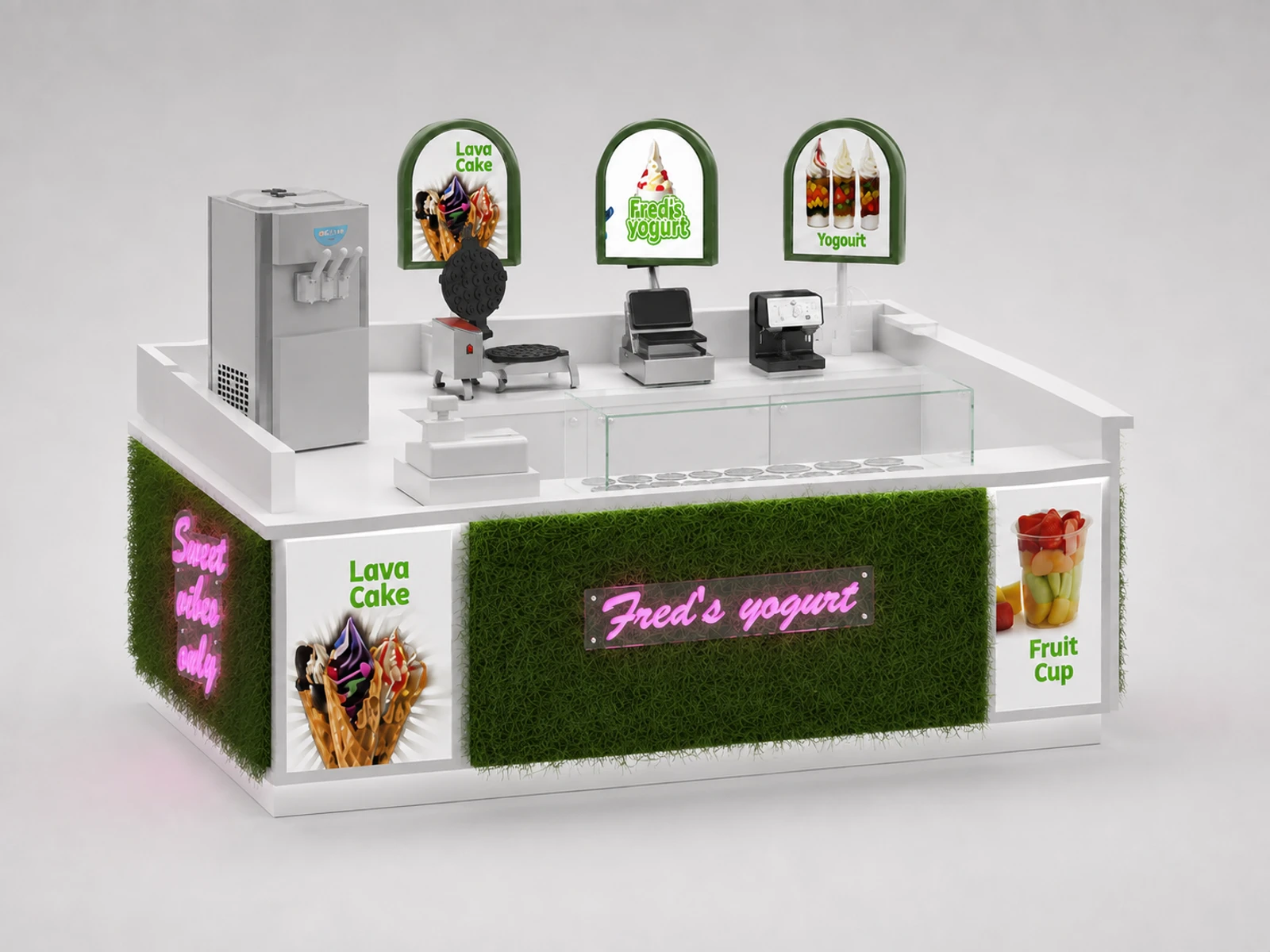 Most Popular Yougurt Ice Cream Display Stand To Romania Shopping Mall — alternate counter perspective