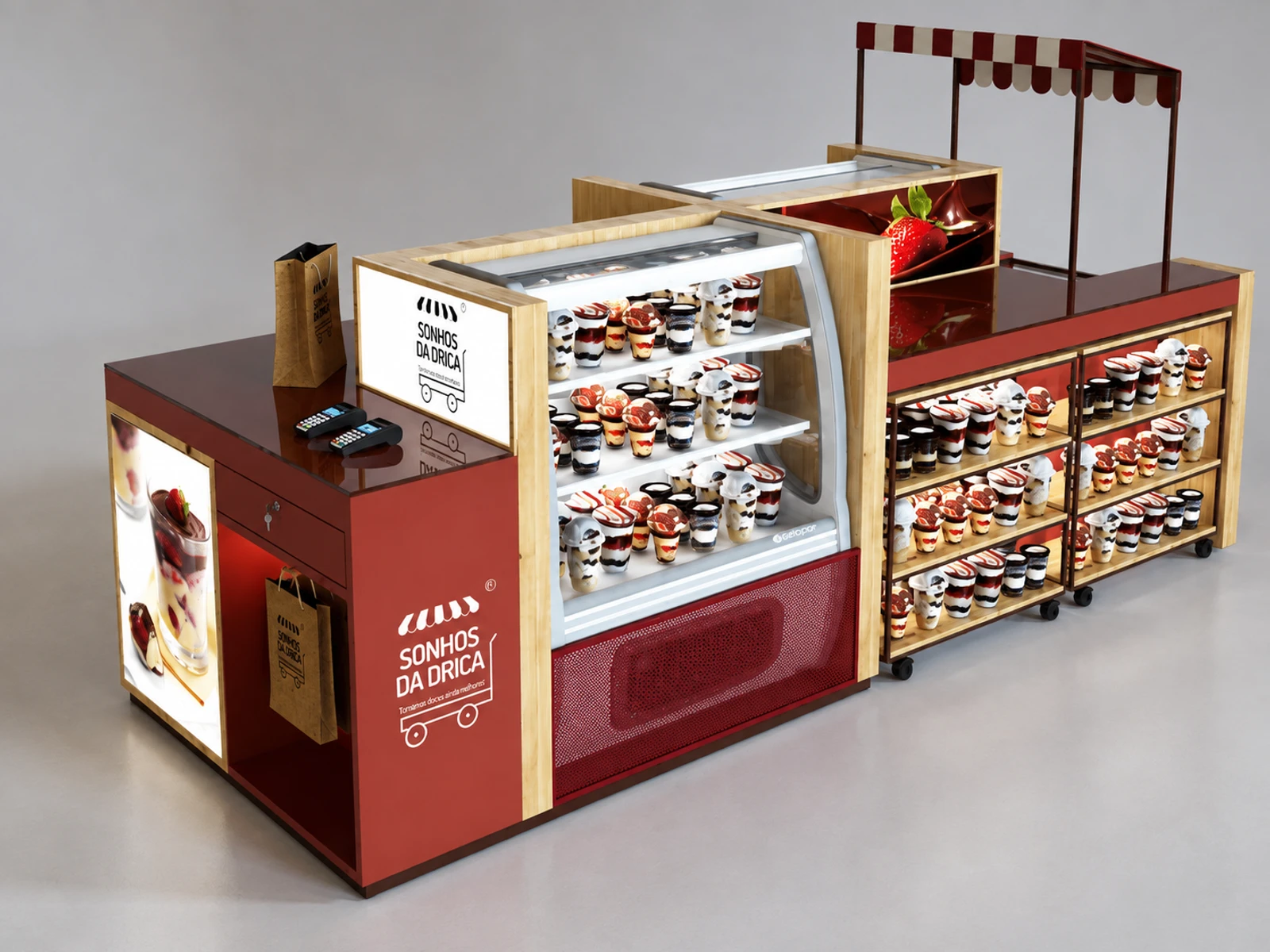 New Custom Ice Cream Cups Booth Haagen- dazs Retail Kiosk — overall kiosk design