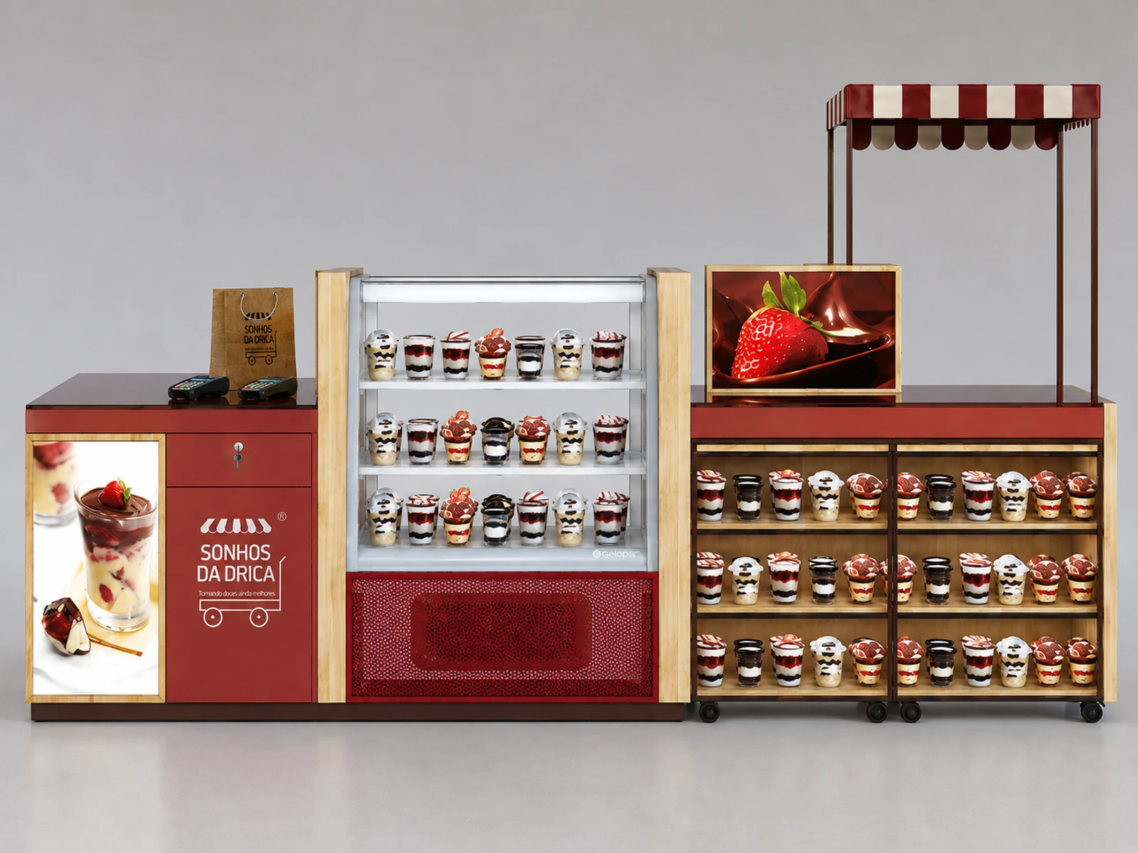 New Custom Ice Cream Cups Booth Haagen- dazs Retail Kiosk — additional service-side perspective