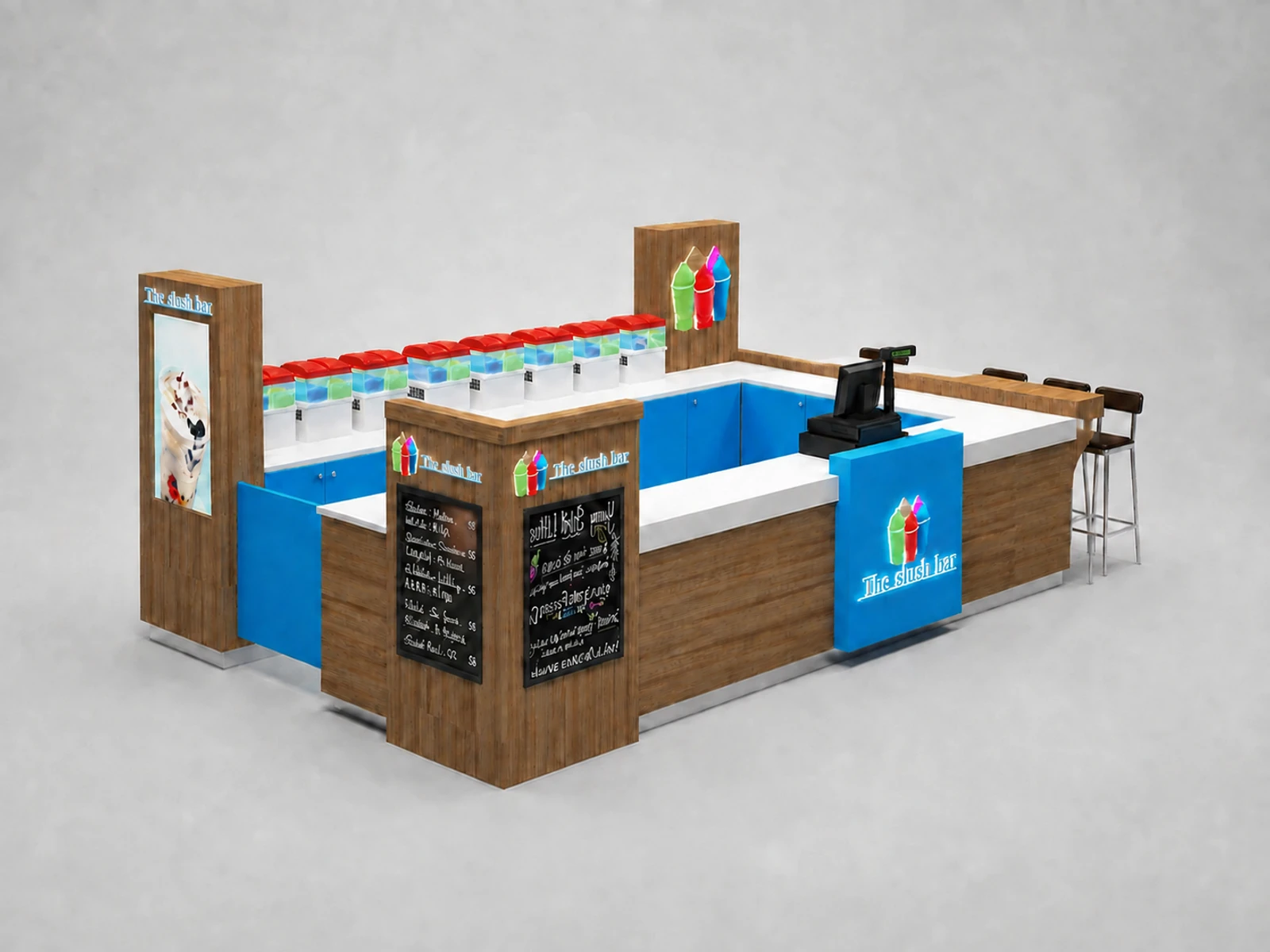 Smoothie Kiosk Ice Gaza Booth Customize Manufacturer — overall kiosk design