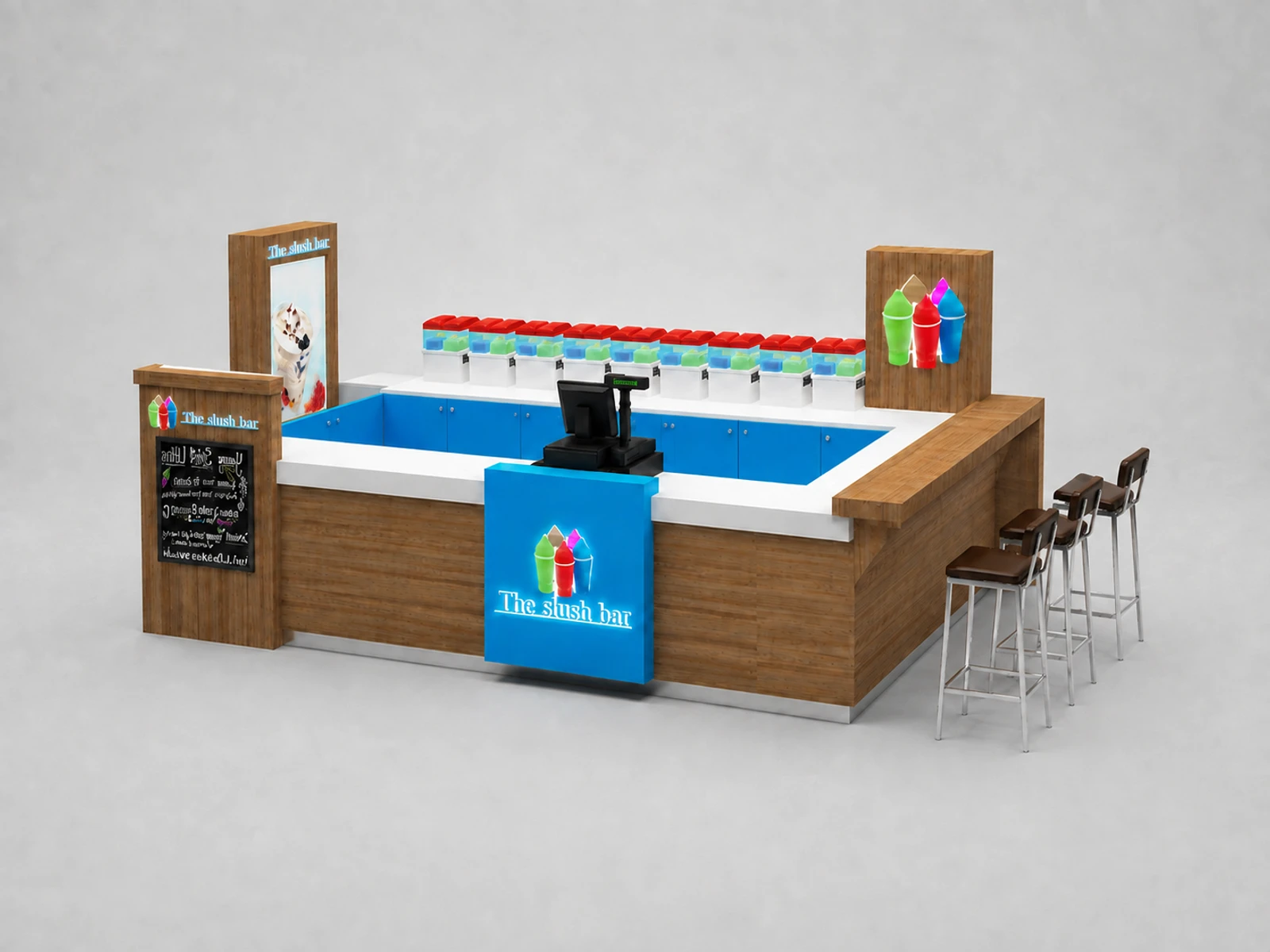 Smoothie Kiosk Ice Gaza Booth Customize Manufacturer — alternate counter perspective