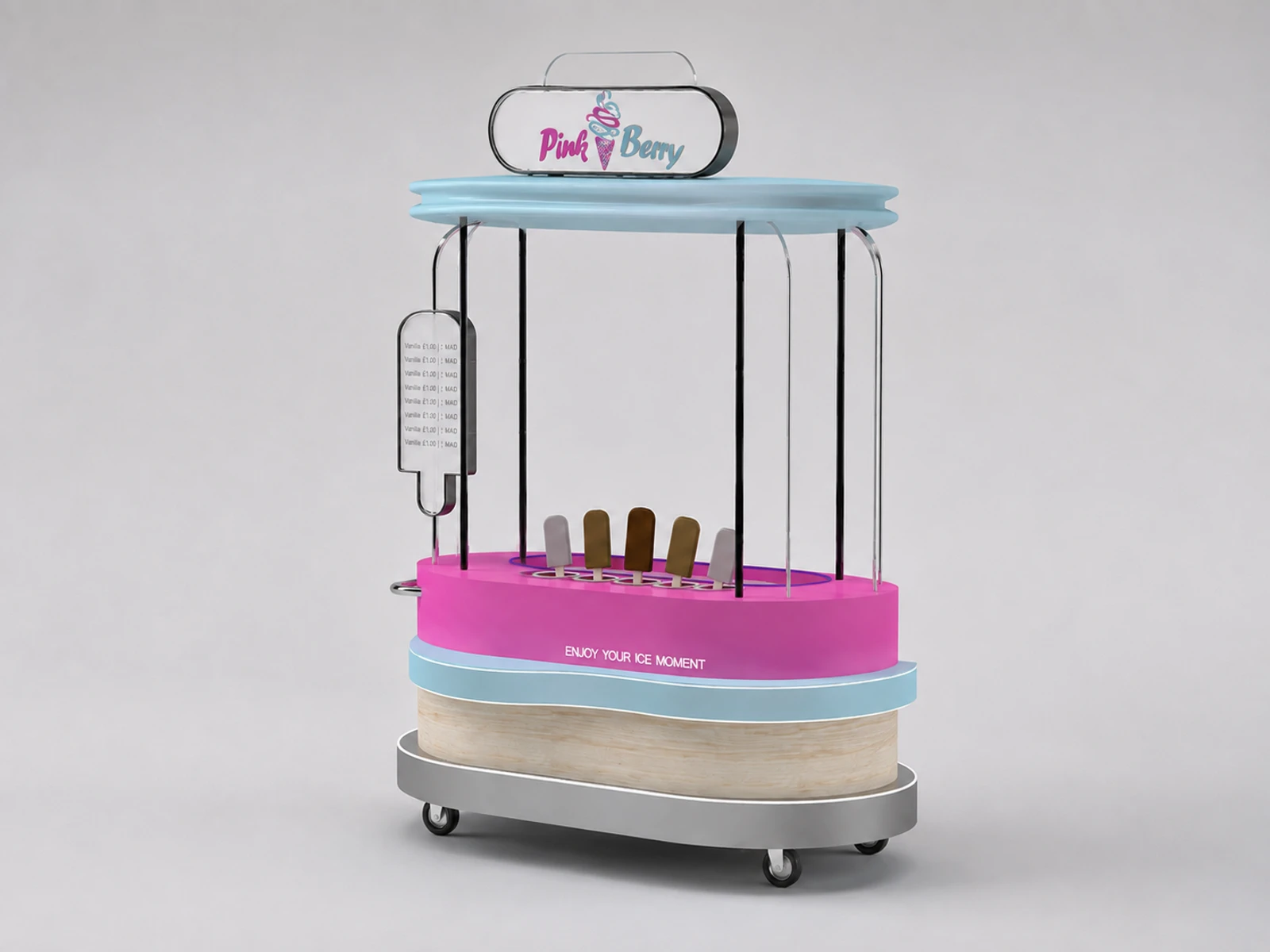 Popsicle Mobile Kiosk Ice Cream Snack Bar Removable Popsicle Vendor — alternate counter perspective