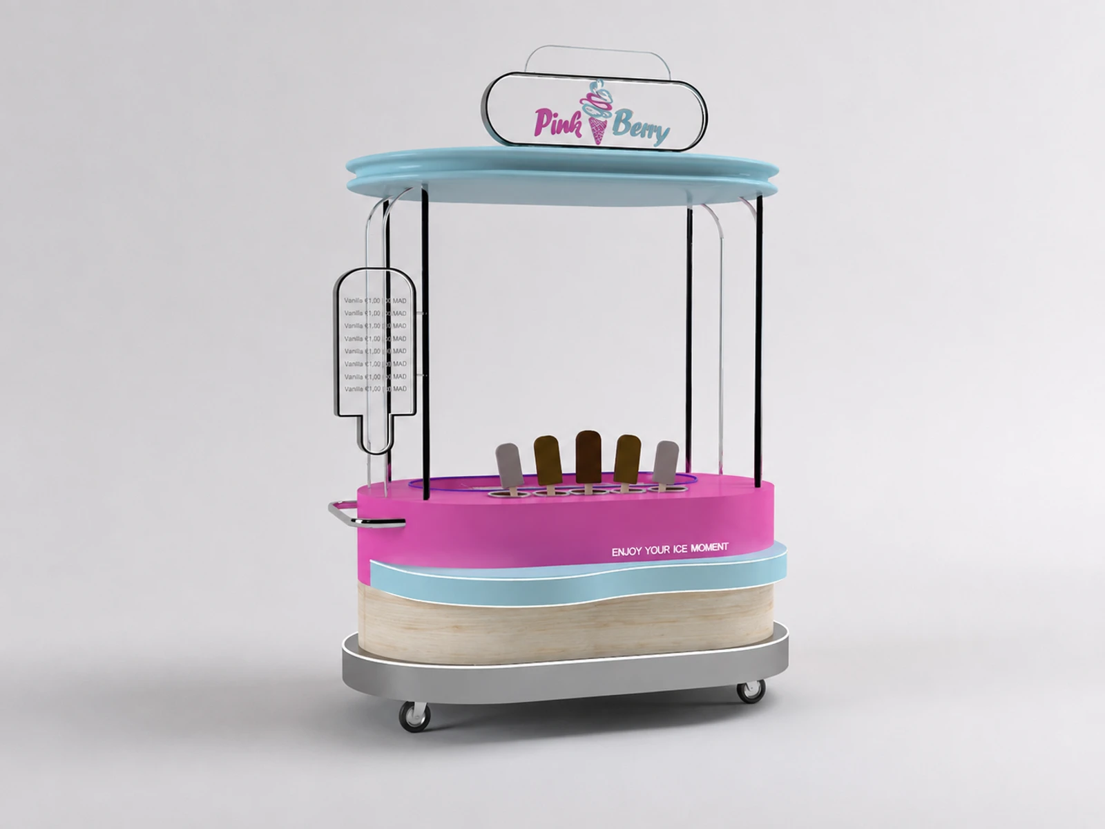 Popsicle Mobile Kiosk Ice Cream Snack Bar Removable Popsicle Vendor — additional service-side perspective