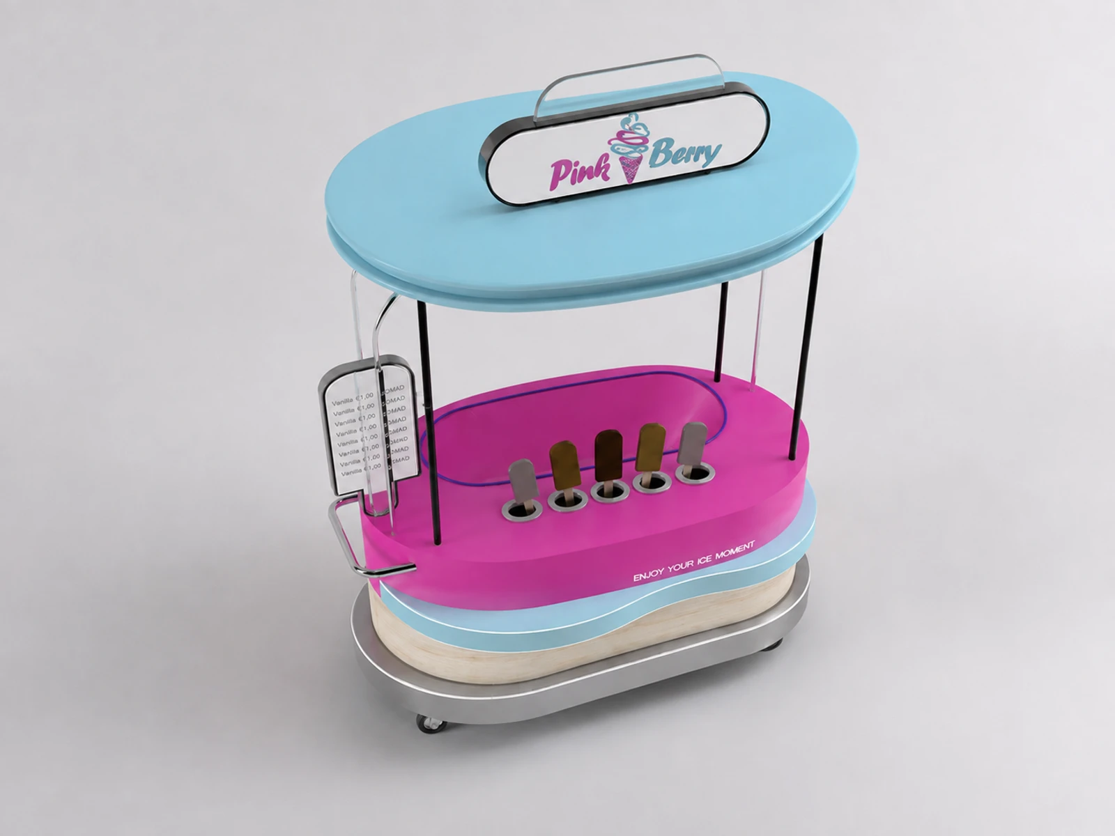 Popsicle Mobile Kiosk Ice Cream Snack Bar Removable Popsicle Vendor — elevated layout view