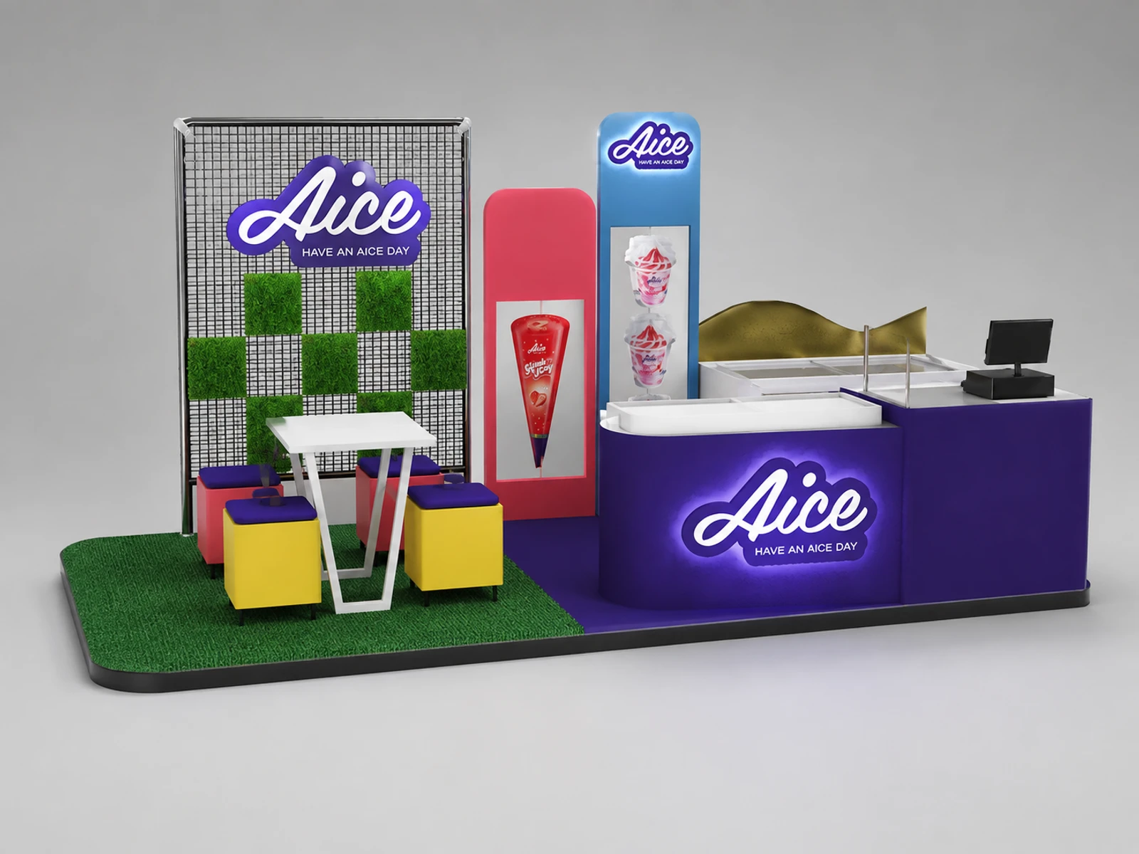 Popsicle Retail Kiosk Whippy Ice Cream Booth For Sale — overall kiosk design