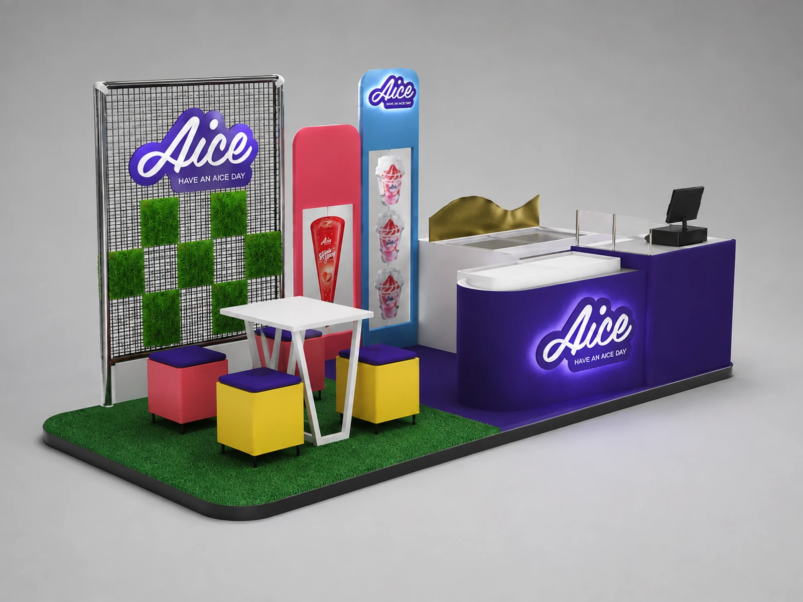 Popsicle Retail Kiosk Whippy Ice Cream Booth For Sale — alternate counter perspective
