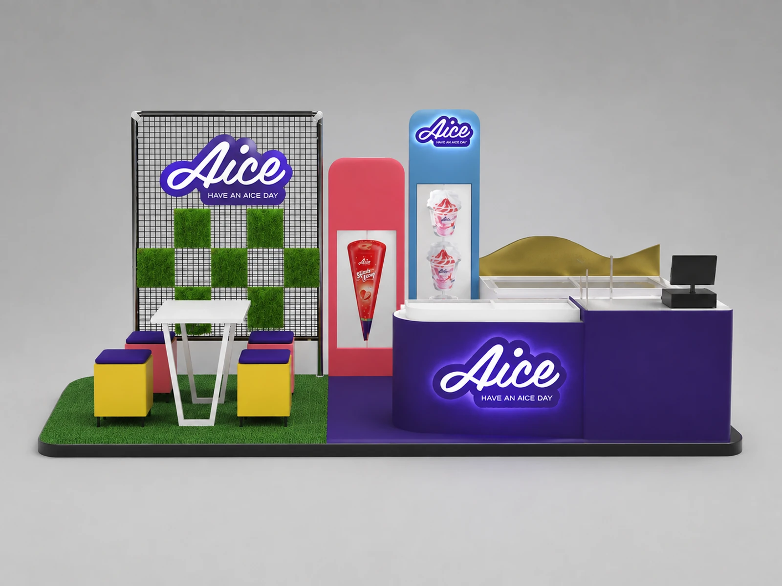 Popsicle Retail Kiosk Whippy Ice Cream Booth For Sale — additional service-side perspective