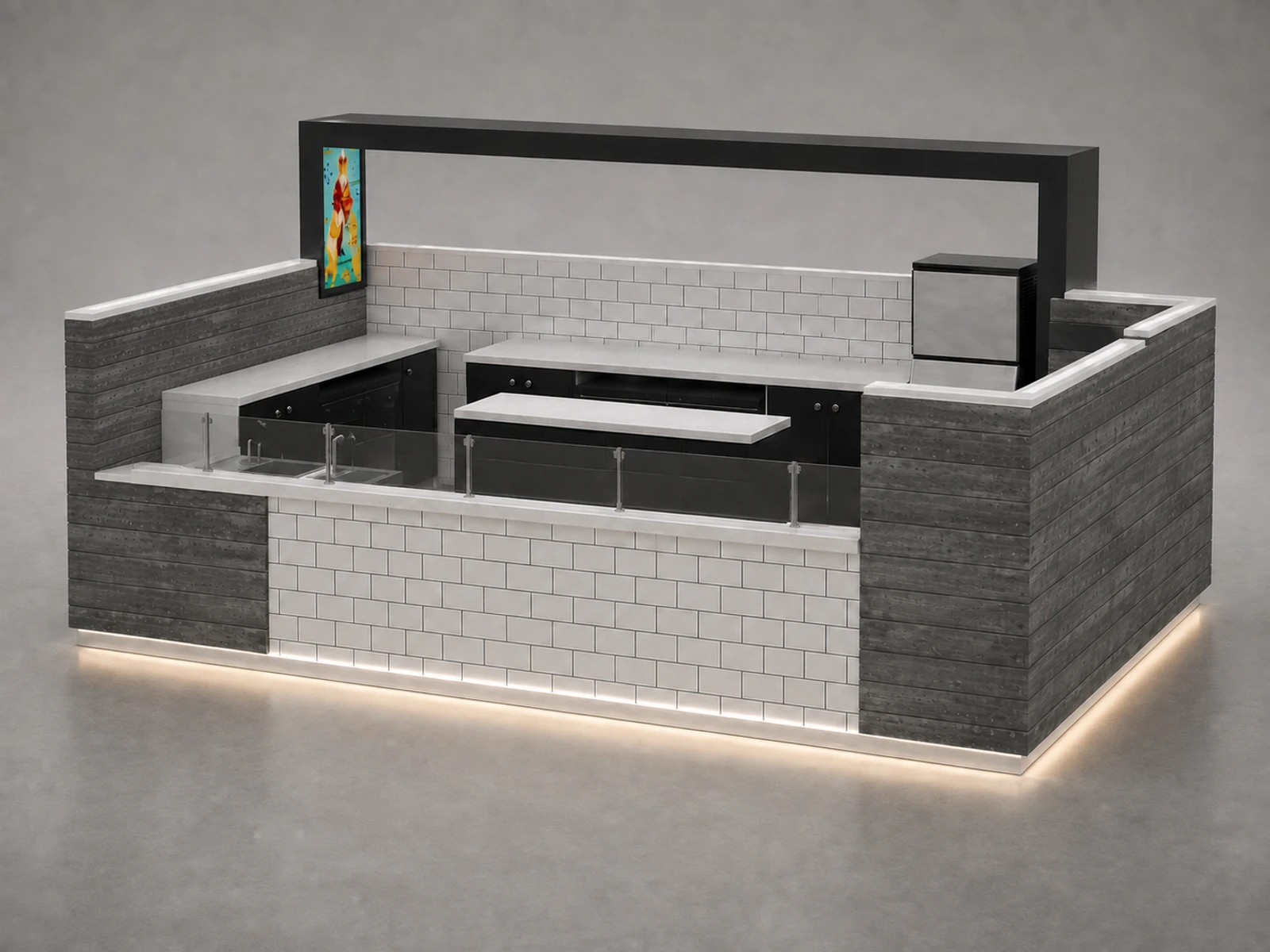 Popular design roll up ice cream kiosk & frozen yogurt booth | Portable coffee bar counter cabinet in mall — alternate counter perspective