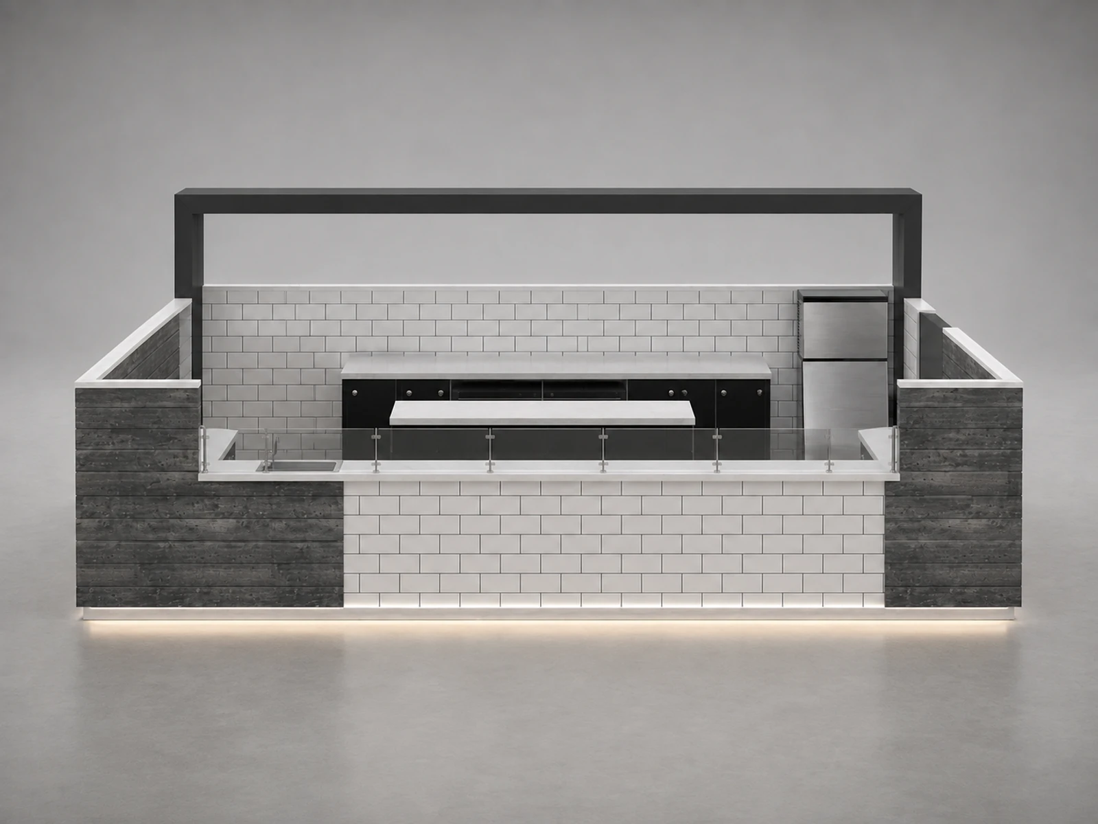 Popular design roll up ice cream kiosk & frozen yogurt booth | Portable coffee bar counter cabinet in mall — additional service-side perspective