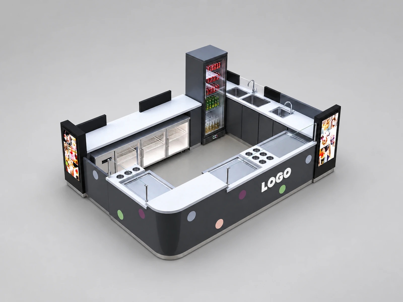 Shopping Mall Roll Ice Cream Kiosk Design | Custom Food Kiosk To Australia — overall kiosk design