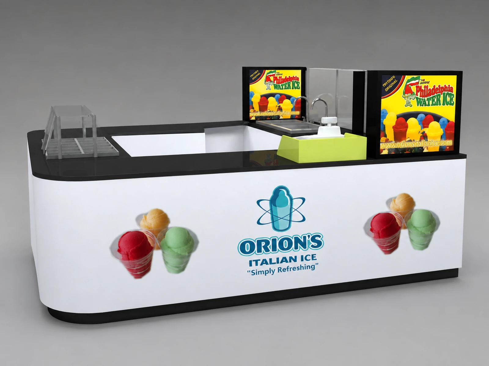 Shopping Mall Simple Ice Cream & Yogurt Display Kiosk — overall kiosk design