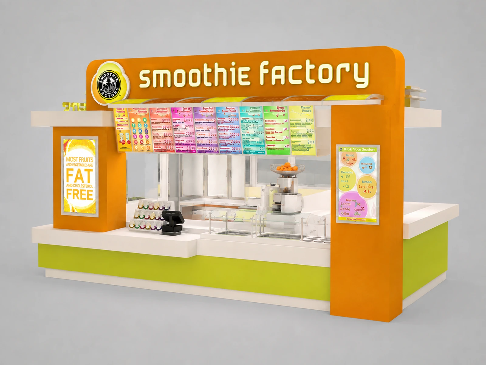 Smoothies Factory Retail Booth Ice Cream Indoor Kiosk For Sale — alternate counter perspective