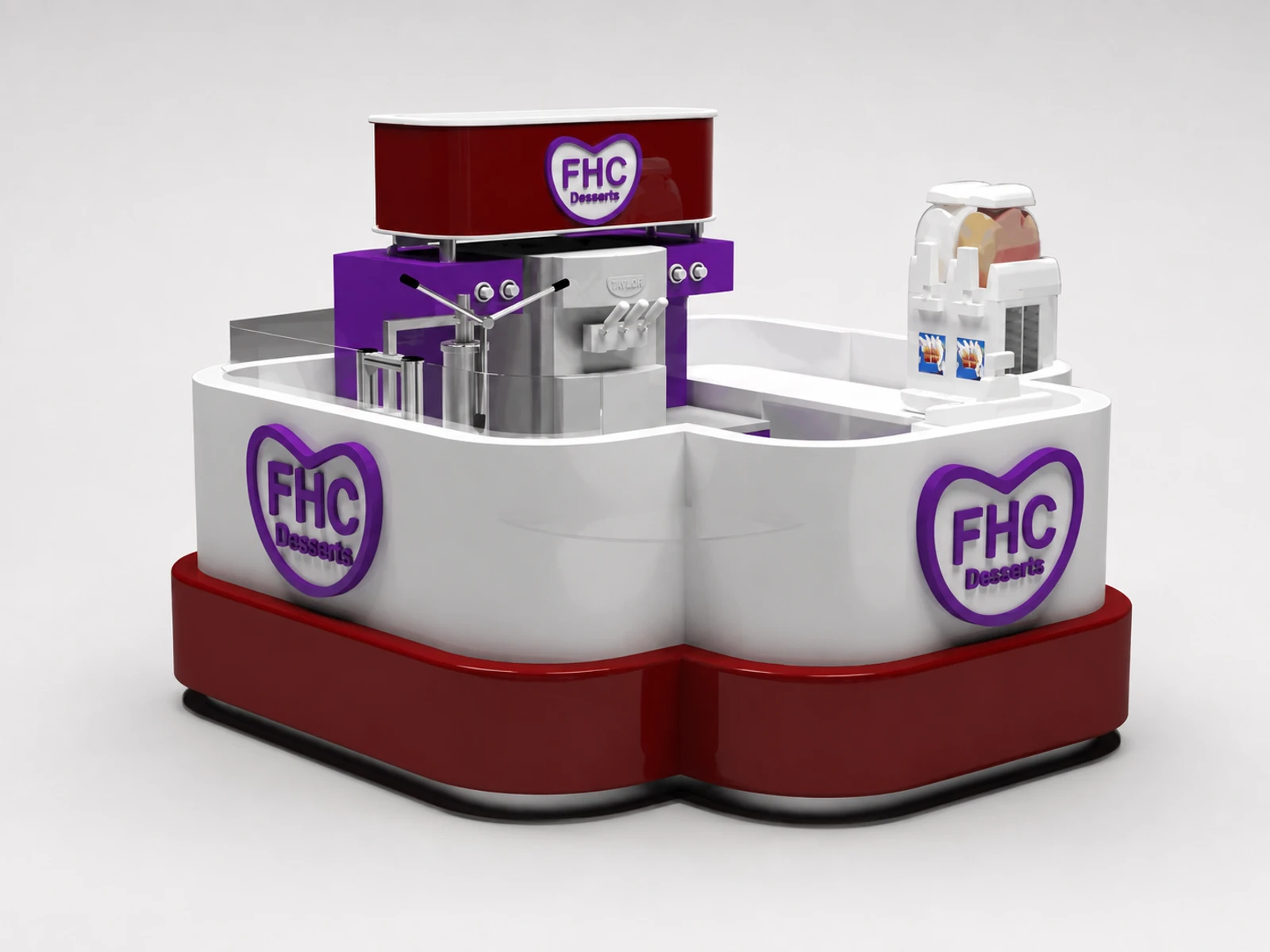 UK 2x2m Shaped Ice Cream Kiosk Small Food Booth Design — overall kiosk design