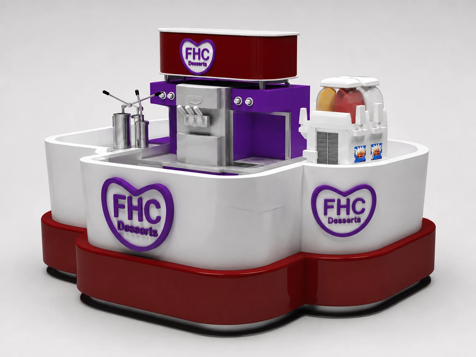 UK 2x2m Shaped Ice Cream Kiosk Small Food Booth Design — alternate counter perspective