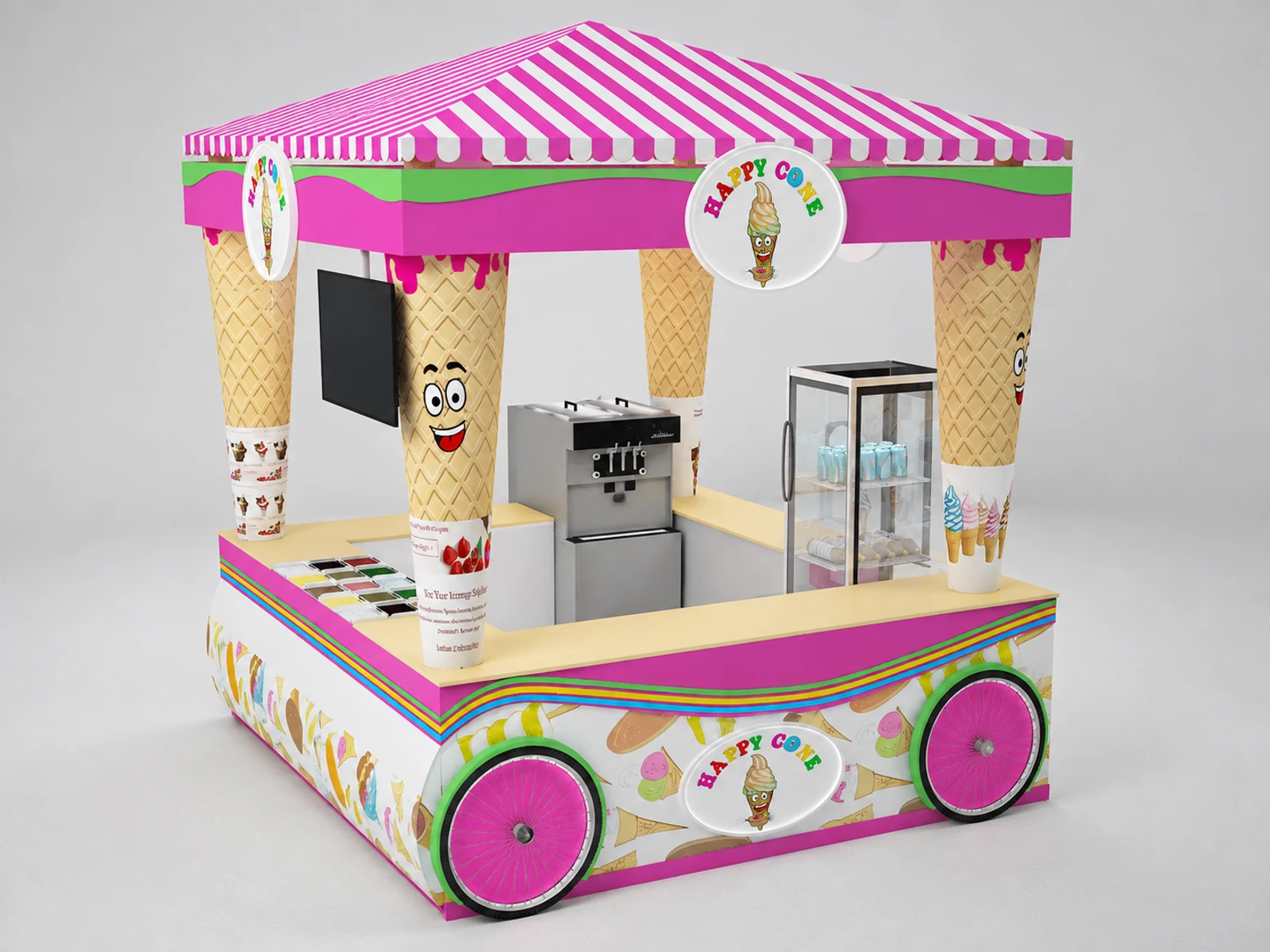 Unique Ice Cream Kiosk Cute Soft Ice Cream Smoothie Stand Design — overall kiosk design