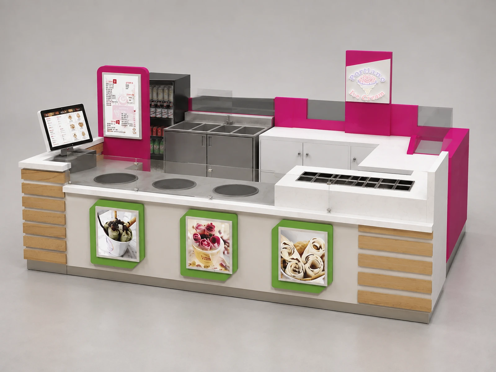 USA 12x10ft Ice Cream Mall Food Retail Kiosk On Sale — alternate counter perspective