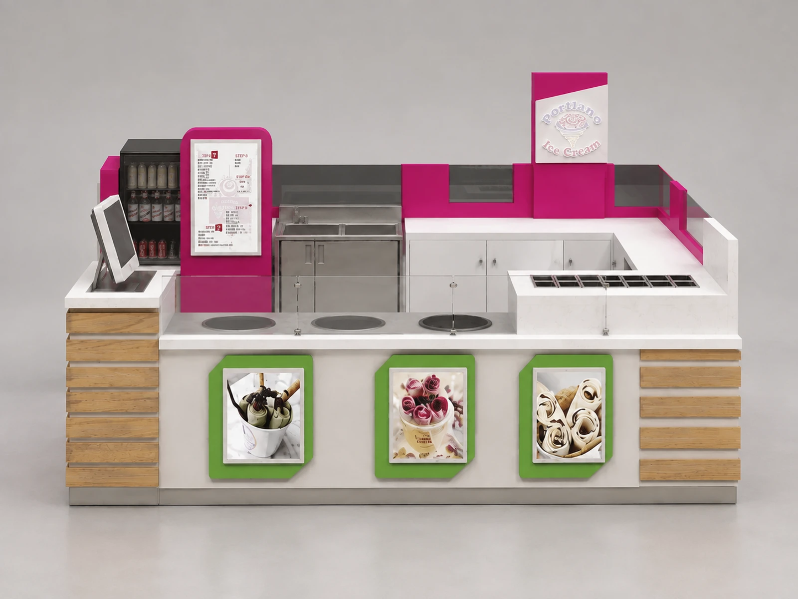 USA 12x10ft Ice Cream Mall Food Retail Kiosk On Sale — additional service-side perspective