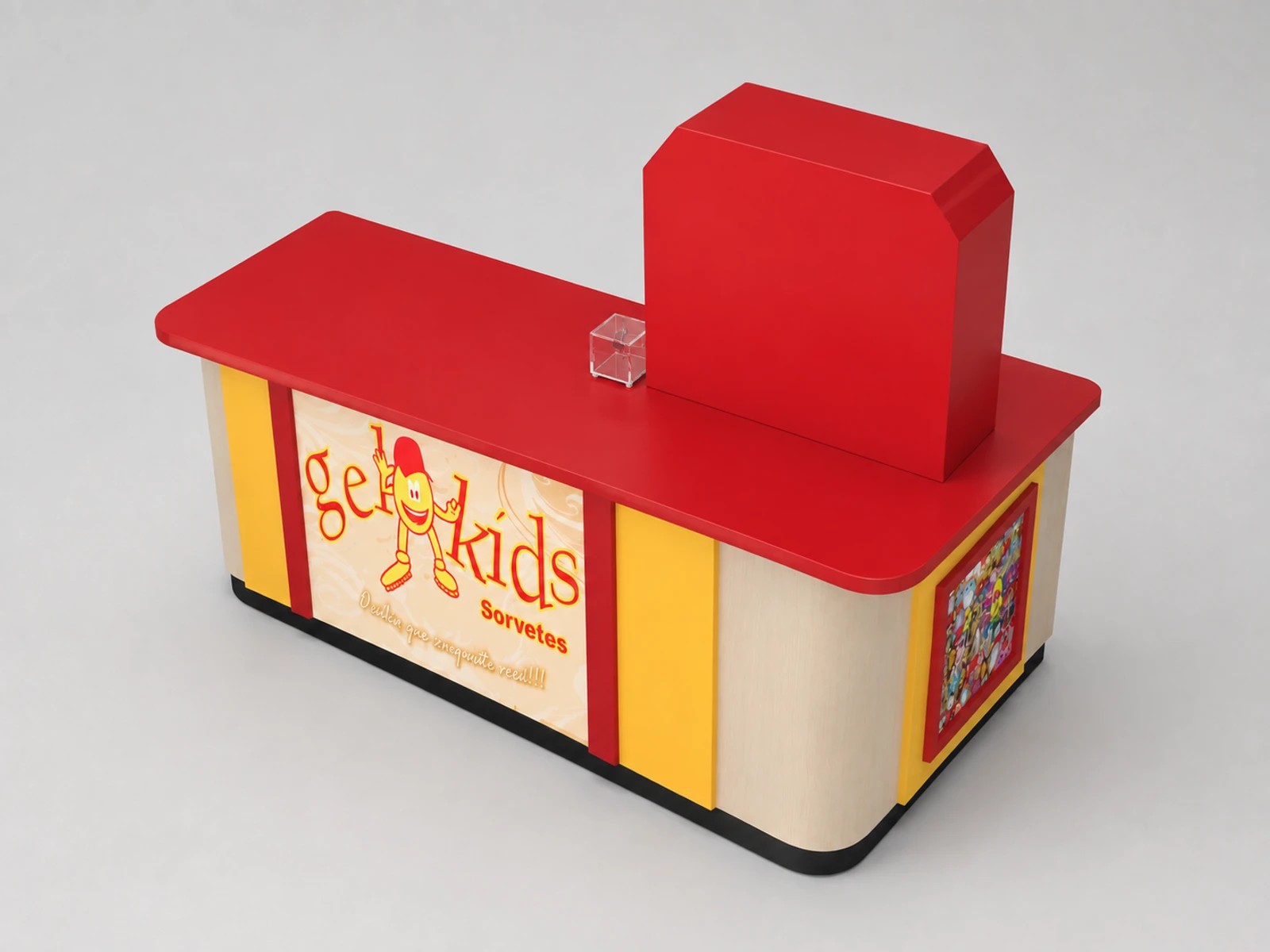Wholesale Ice Cream Kiosk & Gelato Booth for Sorvete Display Counter for Sale — elevated layout view