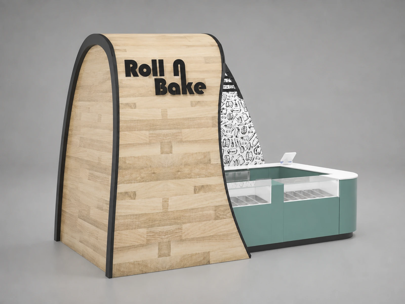 Wholesale Rolling Ice Cream Kiosk Mall Kiosk 3D Design for Sale — additional service-side perspective