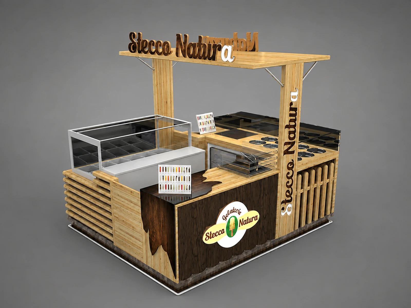 Wood Style Ice Cream Kiosk New Custom Popsicle Booth For Sale — overall kiosk design