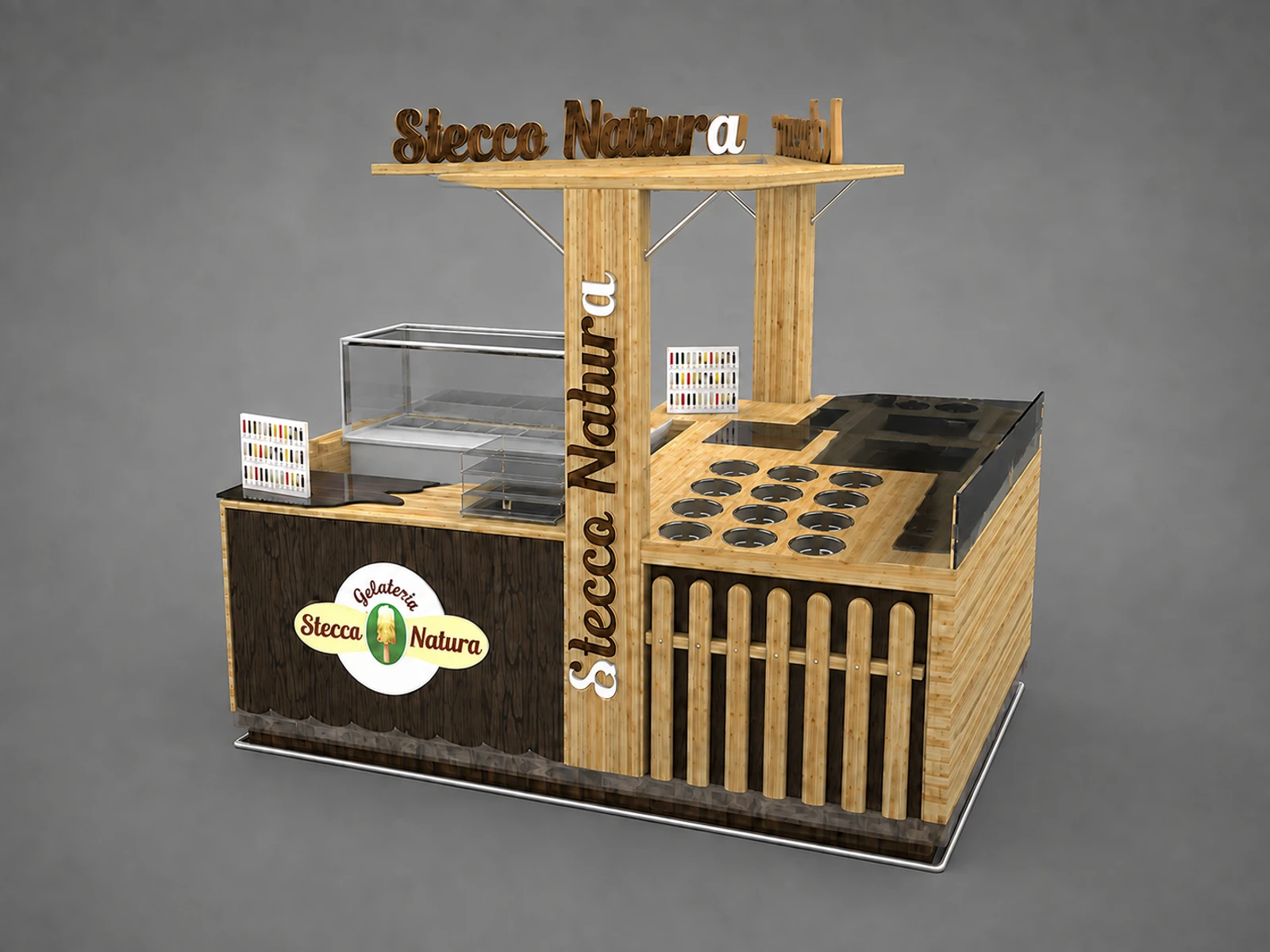 Wood Style Ice Cream Kiosk New Custom Popsicle Booth For Sale — alternate counter perspective