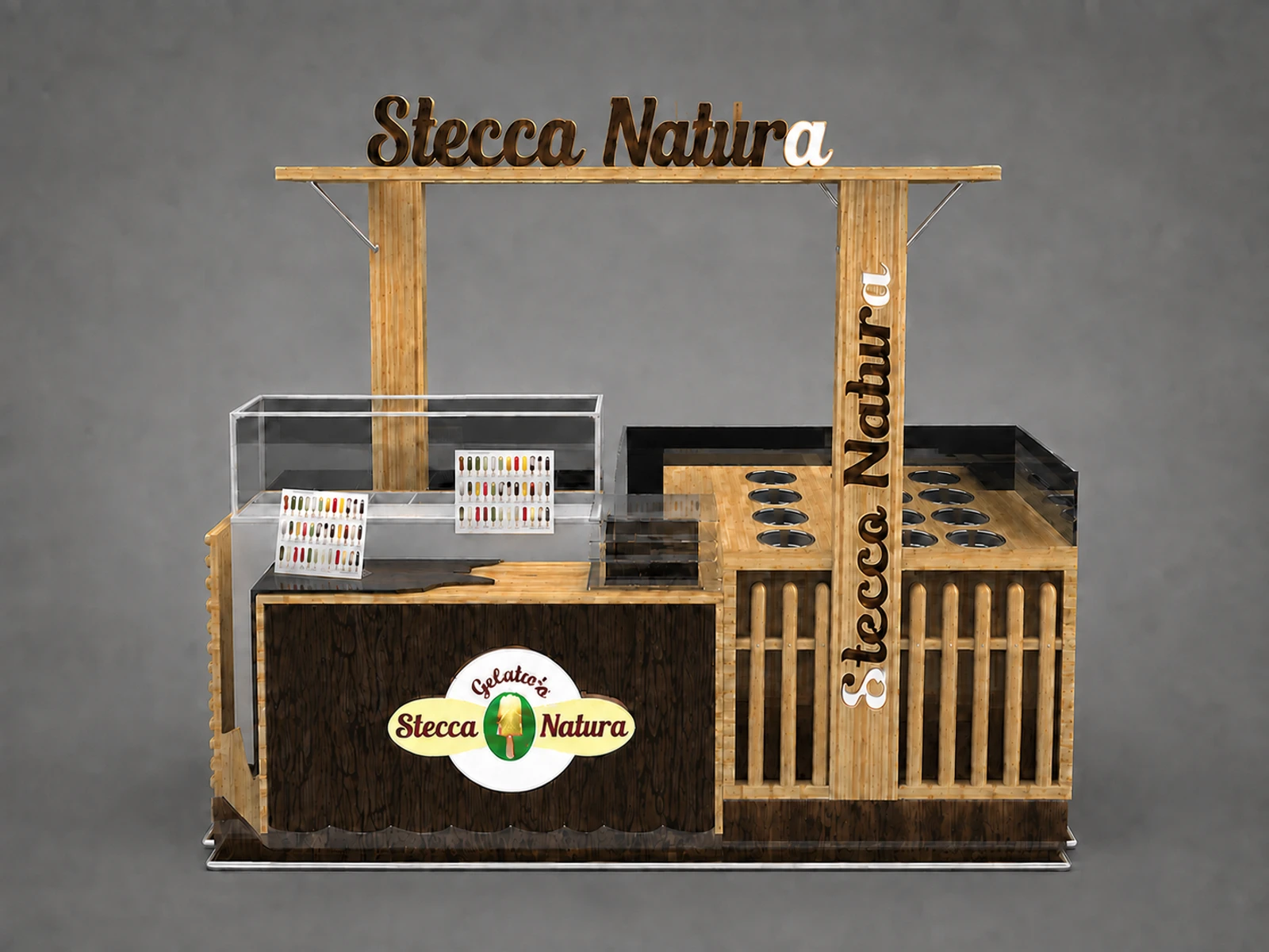 Wood Style Ice Cream Kiosk New Custom Popsicle Booth For Sale — additional service-side perspective