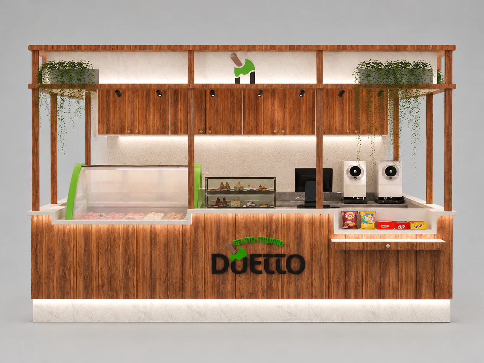 Wooden Ice Cream Booth Custom Ice Cream Booth Design Retail Ice Cream Bar — additional service-side perspective