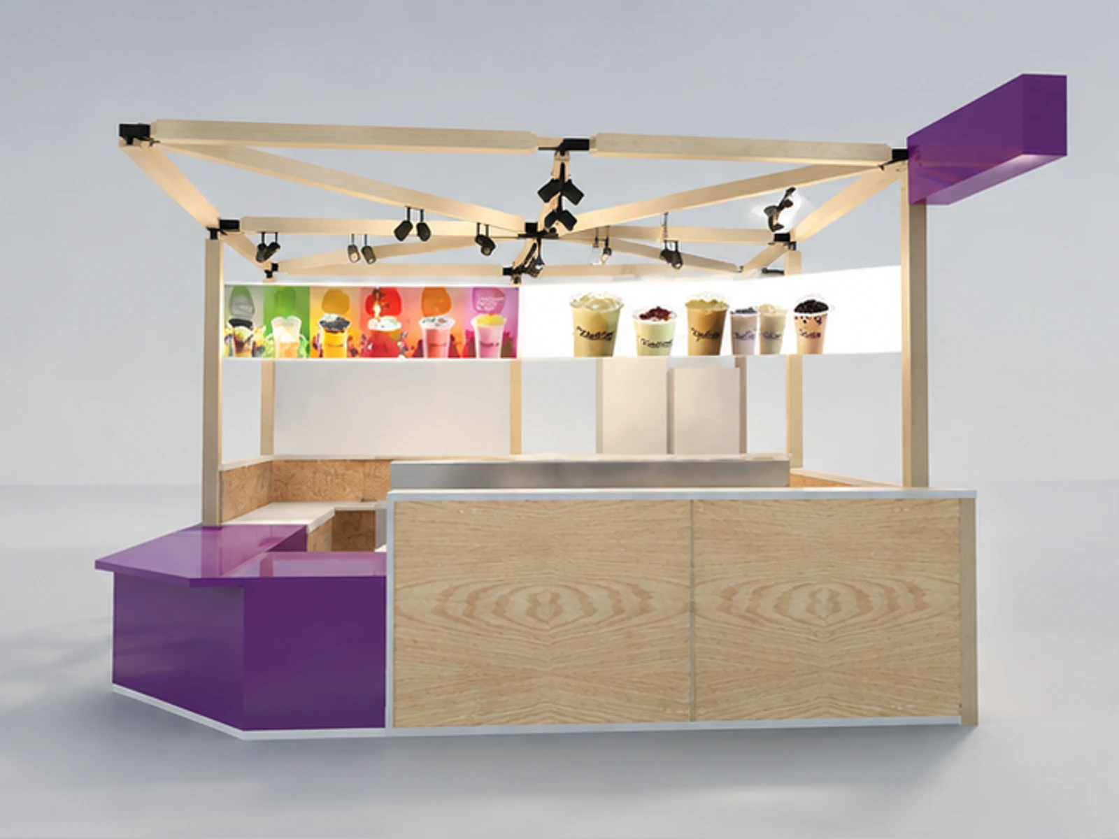 Customized Juice Kiosk & Bubble Tea Bar Counter with Professional Design for Sale main three-quarter view